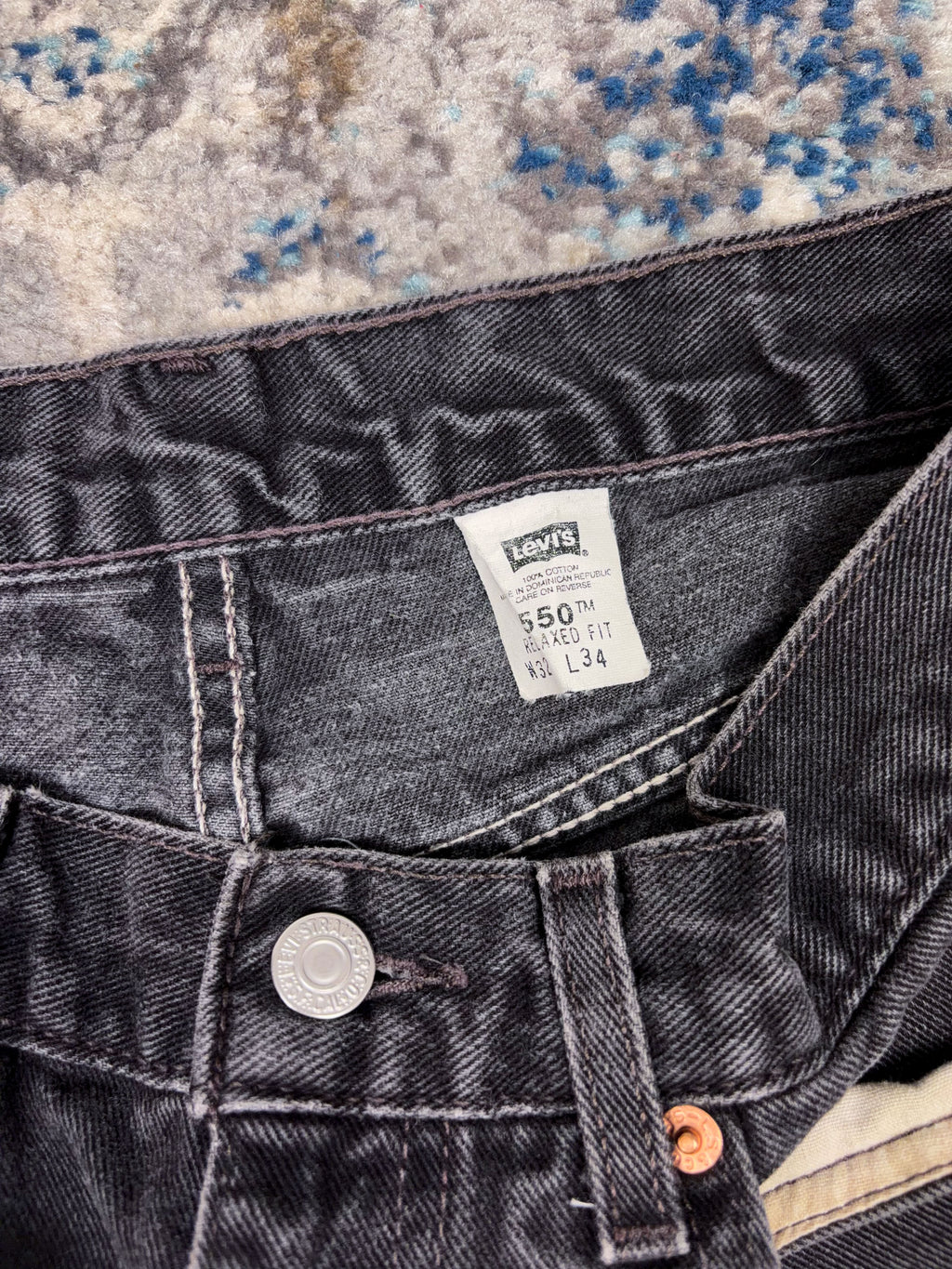 Vintage Levis 550 Red Tab Relaxed Fit Black Wash Denim Pants Size 30