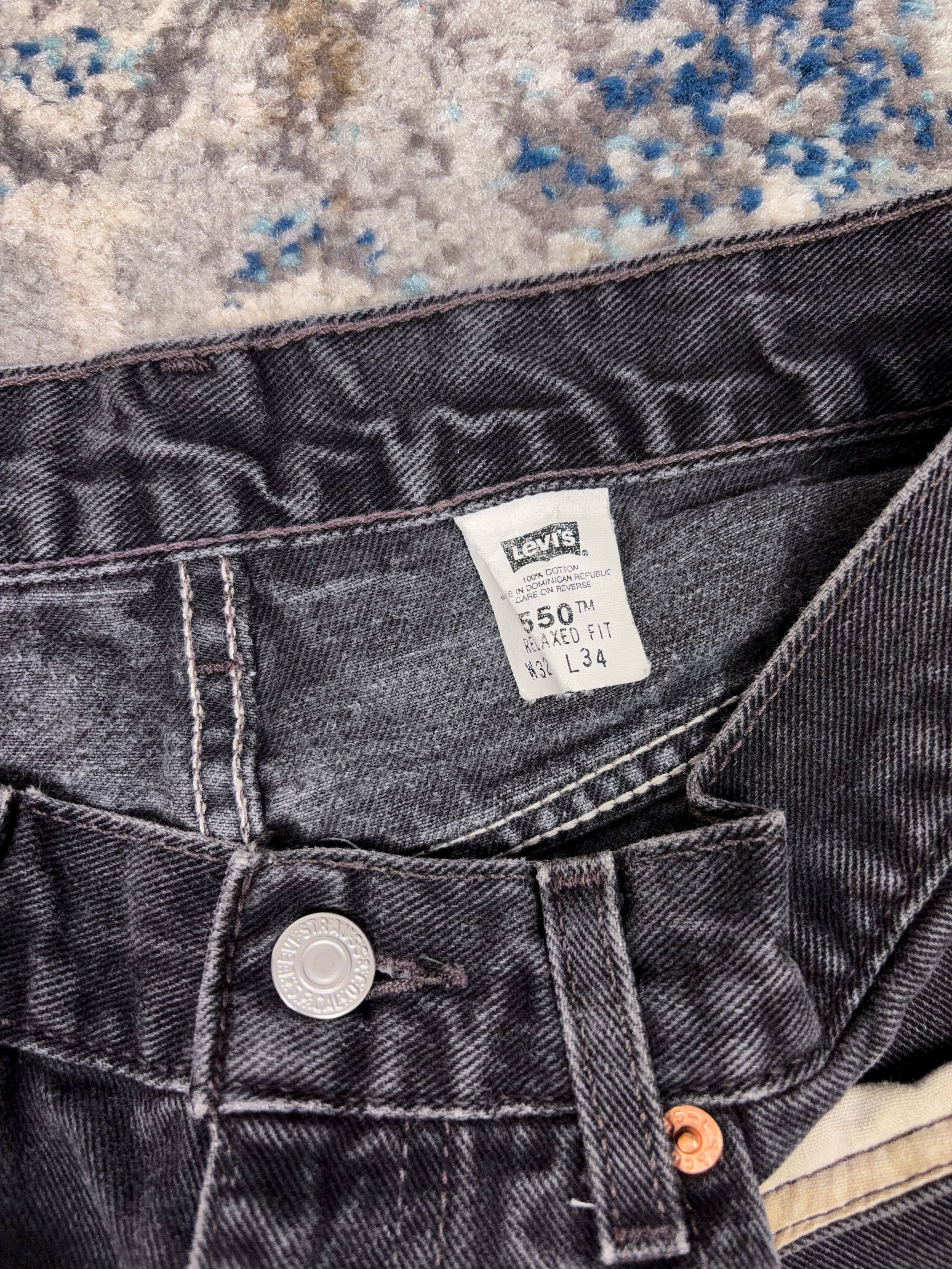 Vintage Levis 550 Red Tab Relaxed Fit Black Wash Denim Pants Size 30