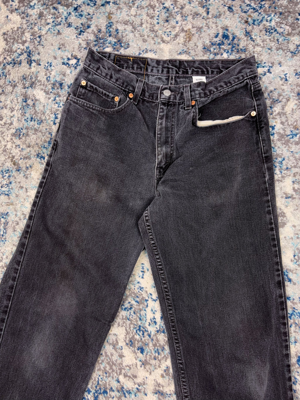 Vintage Levis 550 Red Tab Relaxed Fit Black Wash Denim Pants Size 30