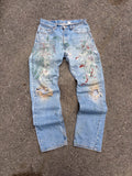 Vintage Levis 505 Red Tab Medium Wash Distressed Denim Pants Size 33