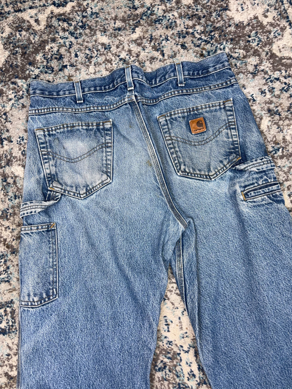 Vintage Carhartt Relaxed Fit Medium Wash Denim Carpenter Pants Size 36