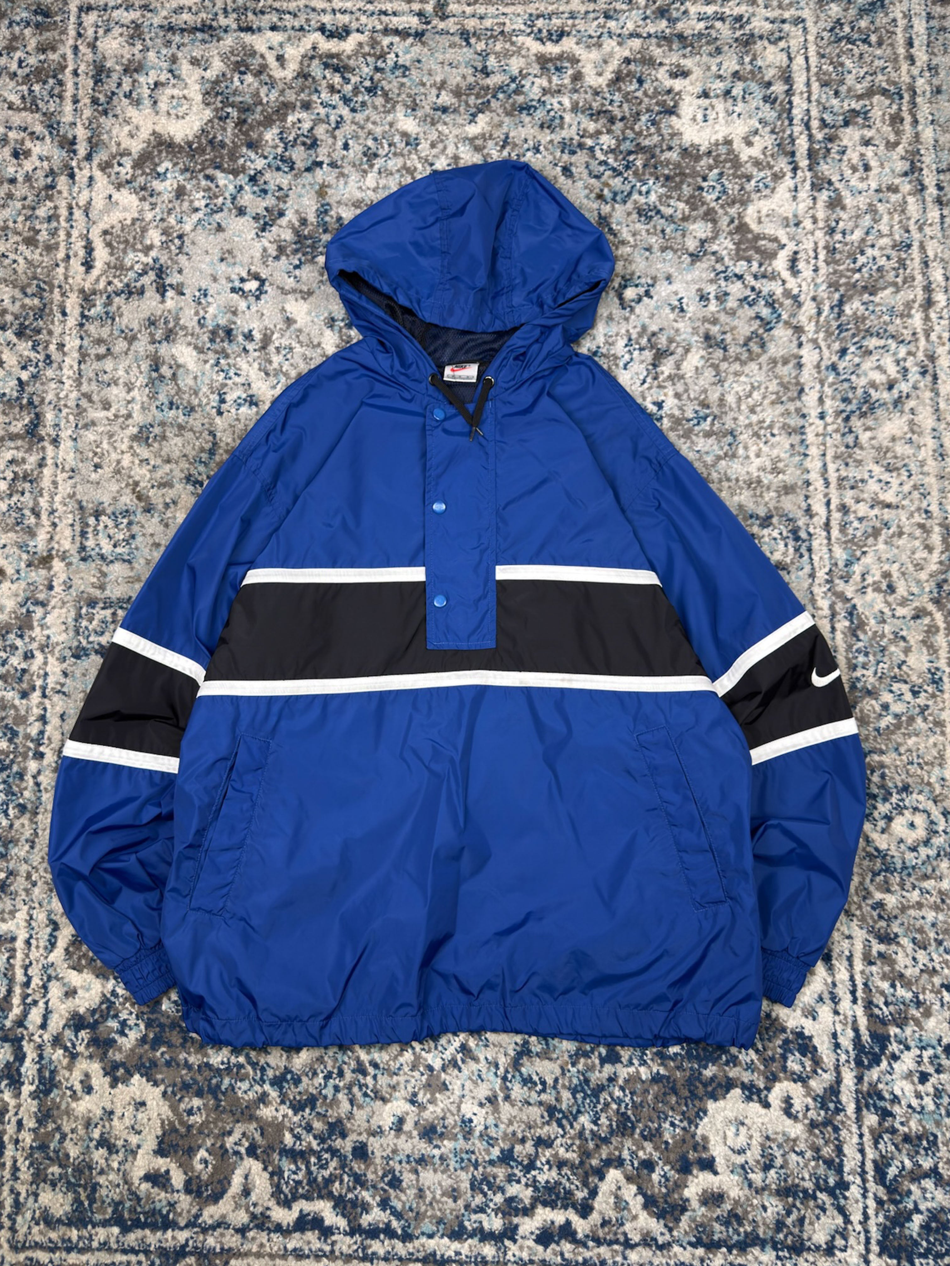 Vintage Nike Embroidered Sleeve Swoosh 1/4 Zip Anorak Windbreaker Jacket Size Medium