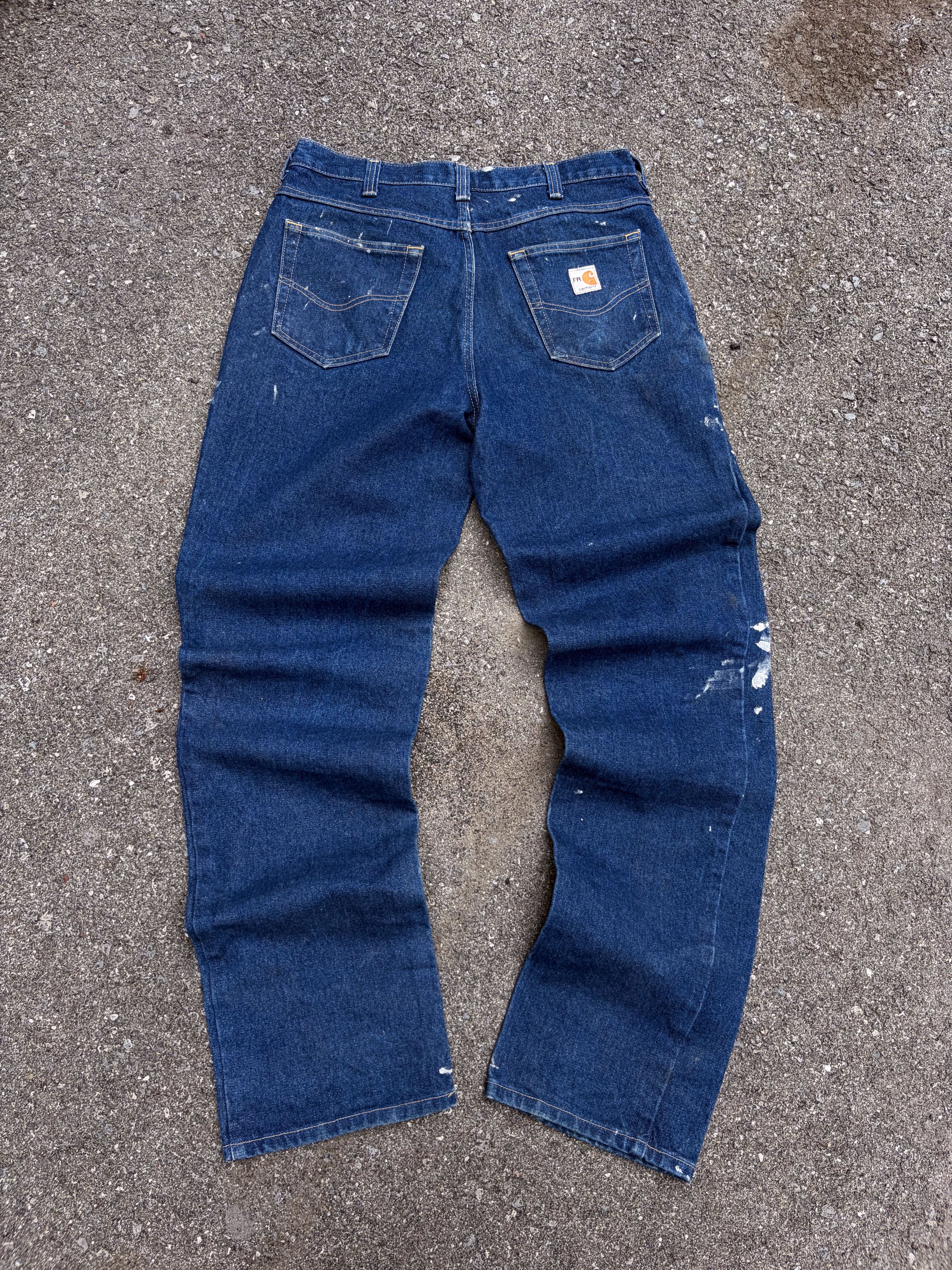 Vintage Carhartt FR Dark Wash Denim Workwear Pants Size 33