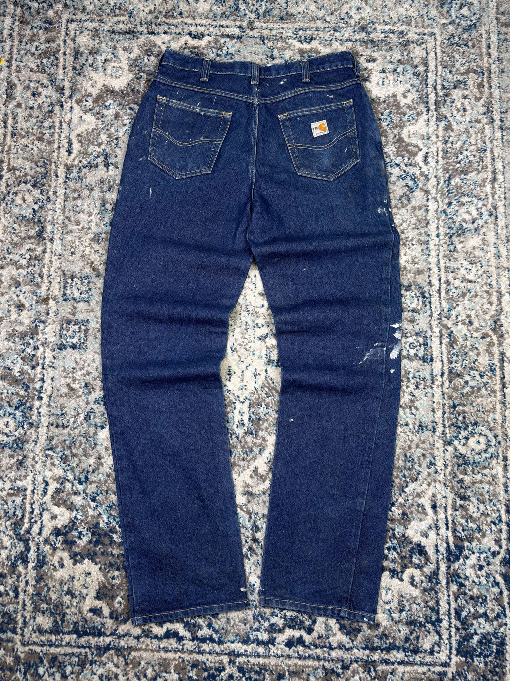 Vintage Carhartt FR Dark Wash Denim Workwear Pants Size 33