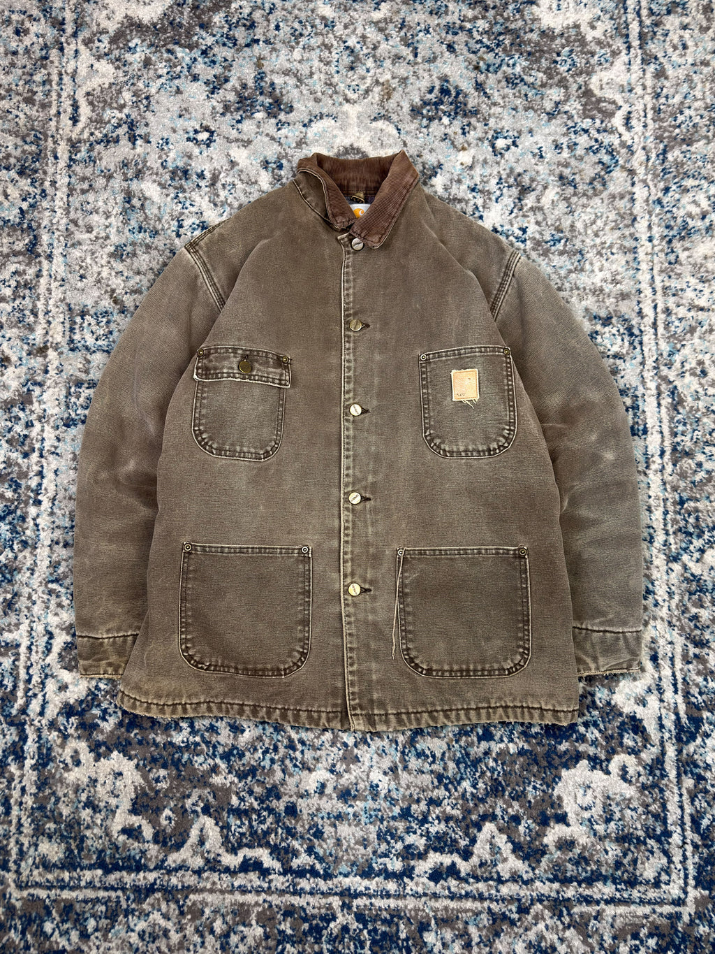 Vintage 90s Carhartt Blanket Lined Canvas Workwear Chore Jacket Size Large