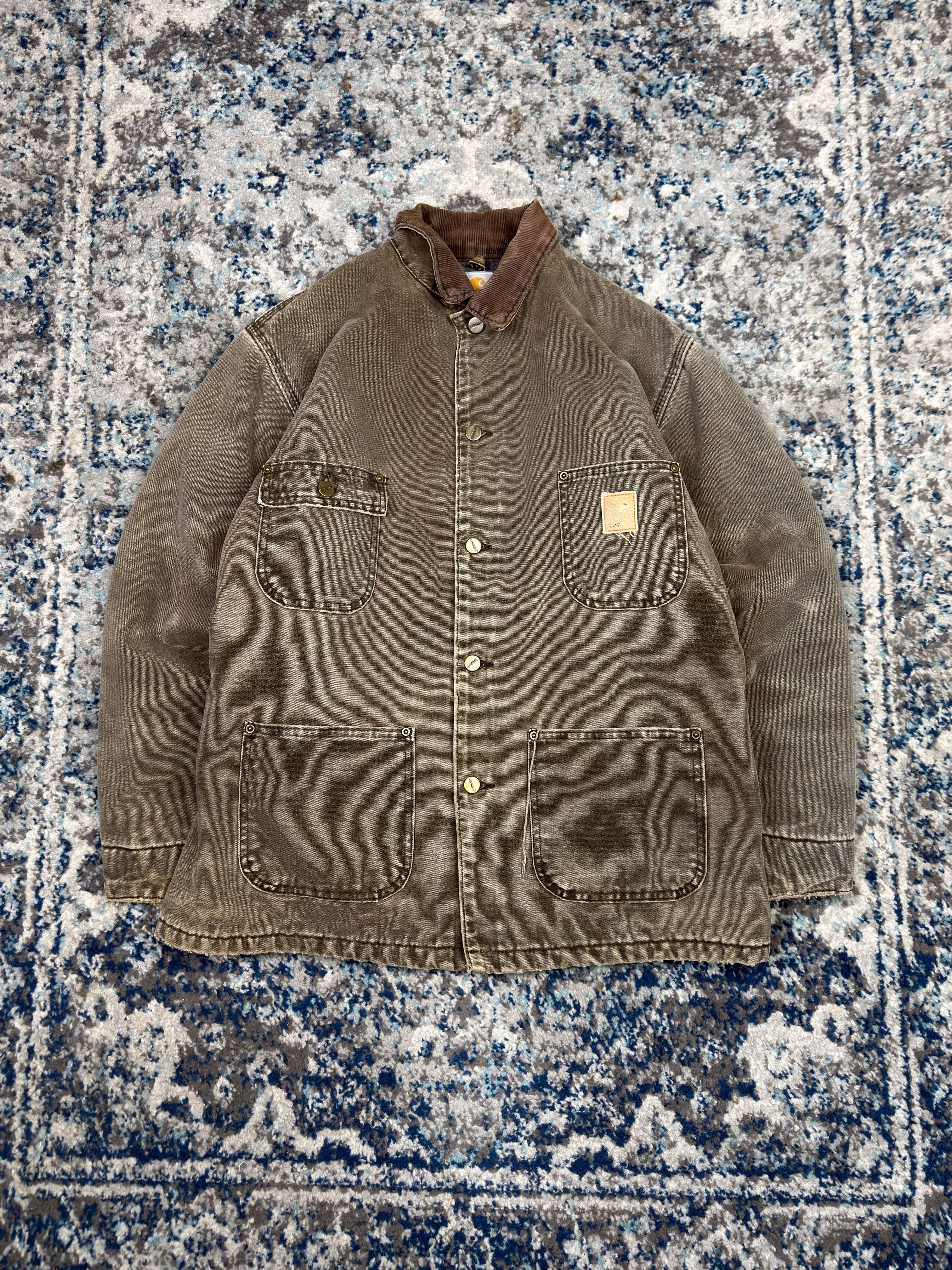 Vintage 90s Carhartt Blanket Lined Canvas Workwear Chore Jacket Size Large