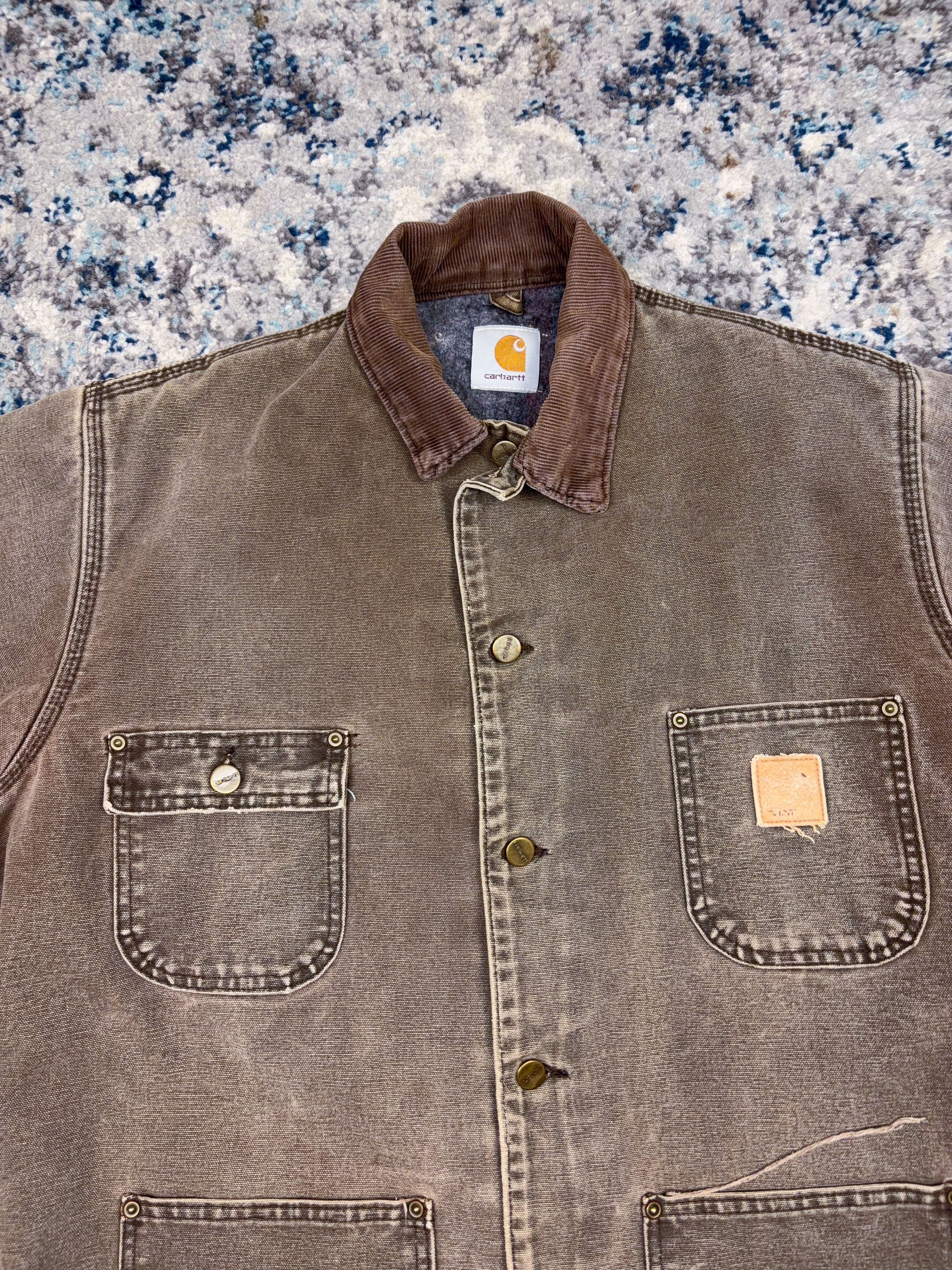 Vintage 90s Carhartt Blanket Lined Canvas Workwear Chore Jacket Size Large