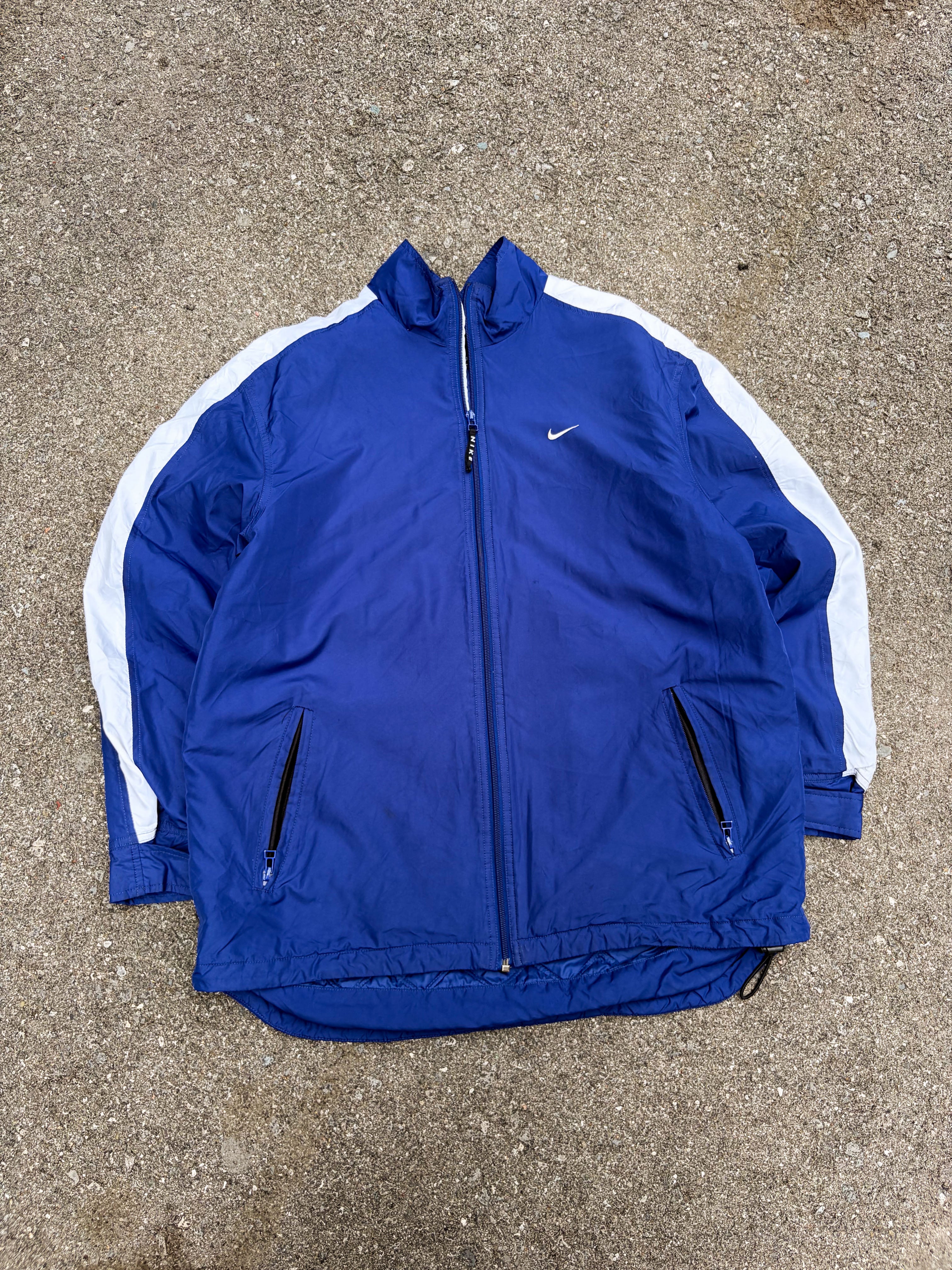 Vintage 90s Nike Quilted Lined Embroidered Mini Swoosh Full Zip Jacket Size Medium