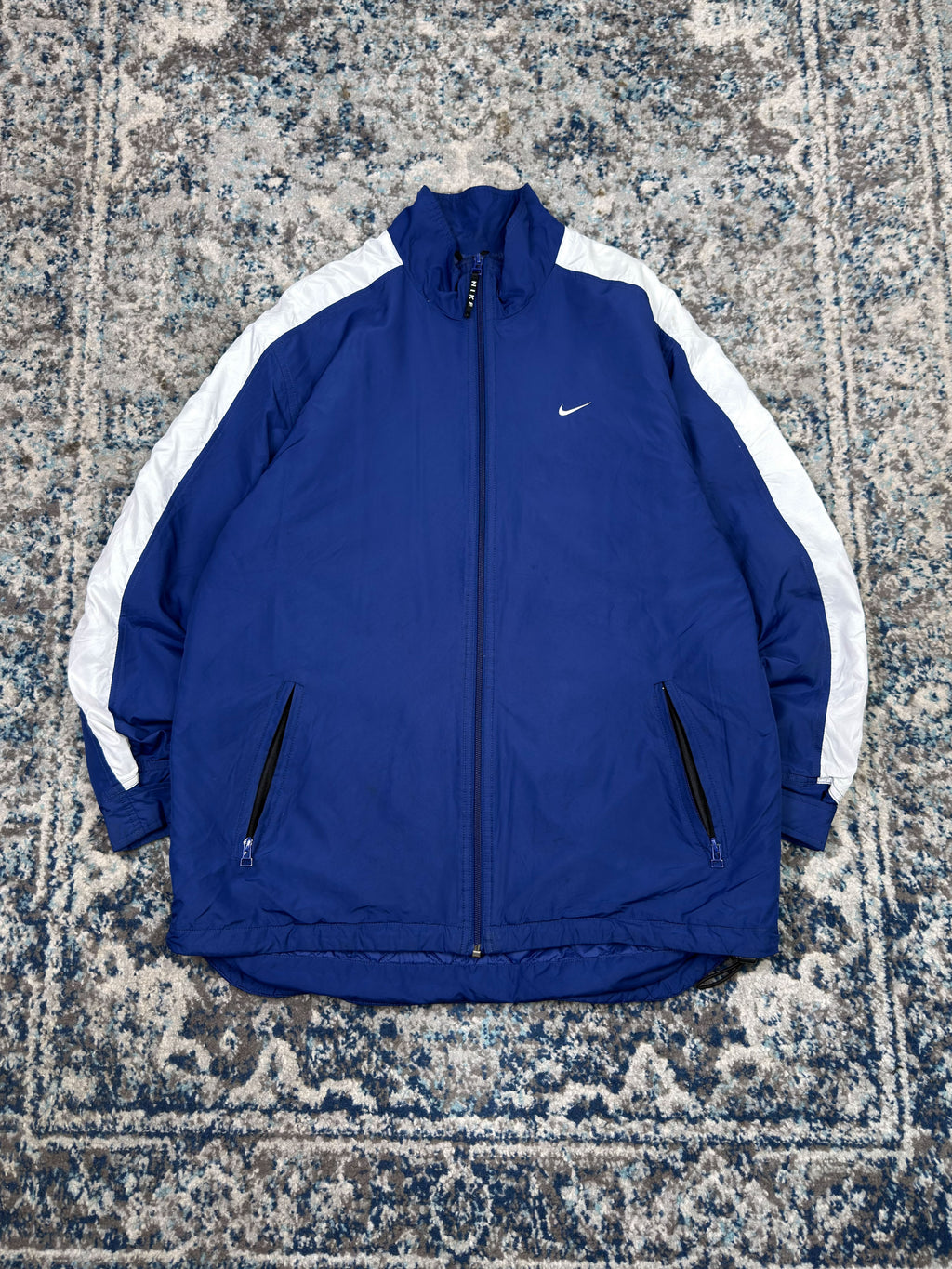 Vintage 90s Nike Quilted Lined Embroidered Mini Swoosh Full Zip Jacket Size Medium