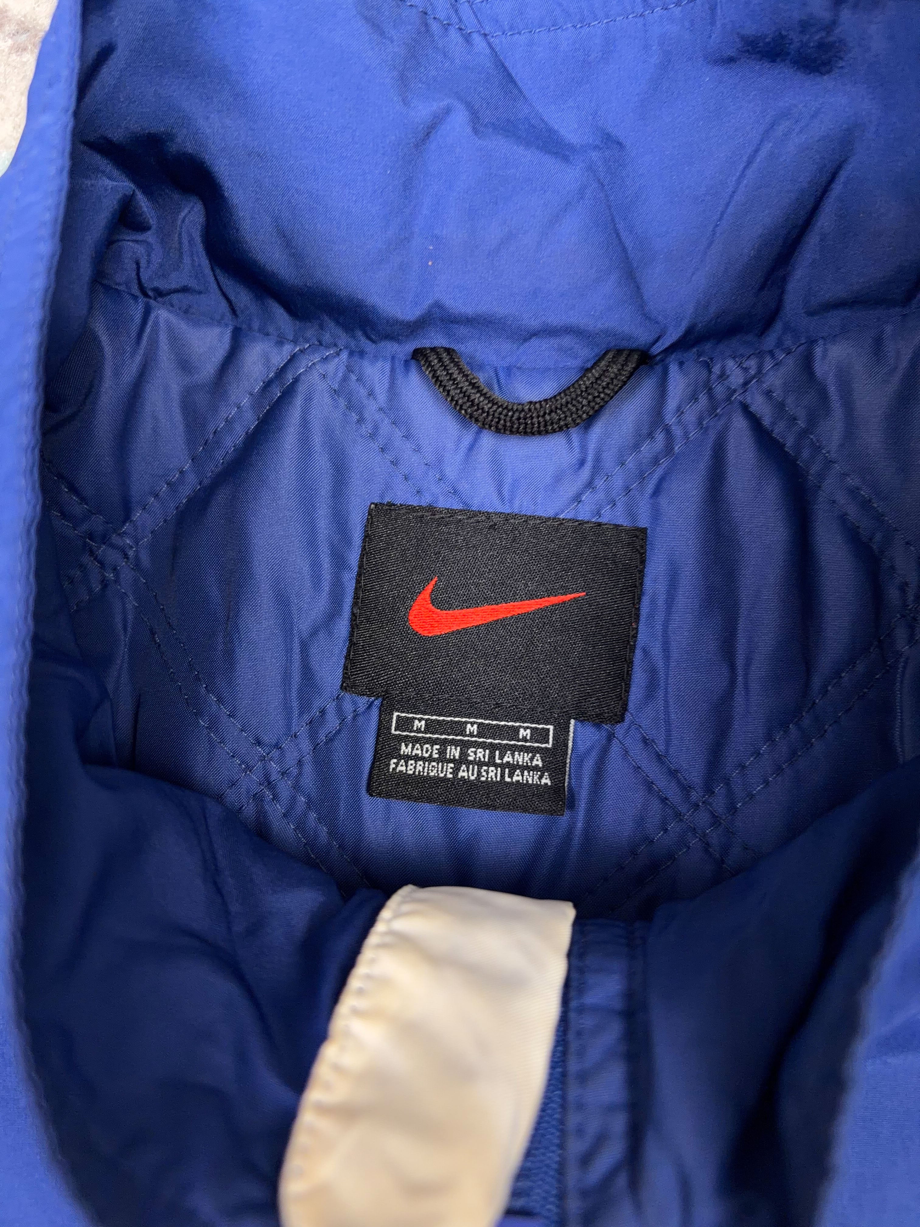 Vintage 90s Nike Quilted Lined Embroidered Mini Swoosh Full Zip Jacket Size Medium