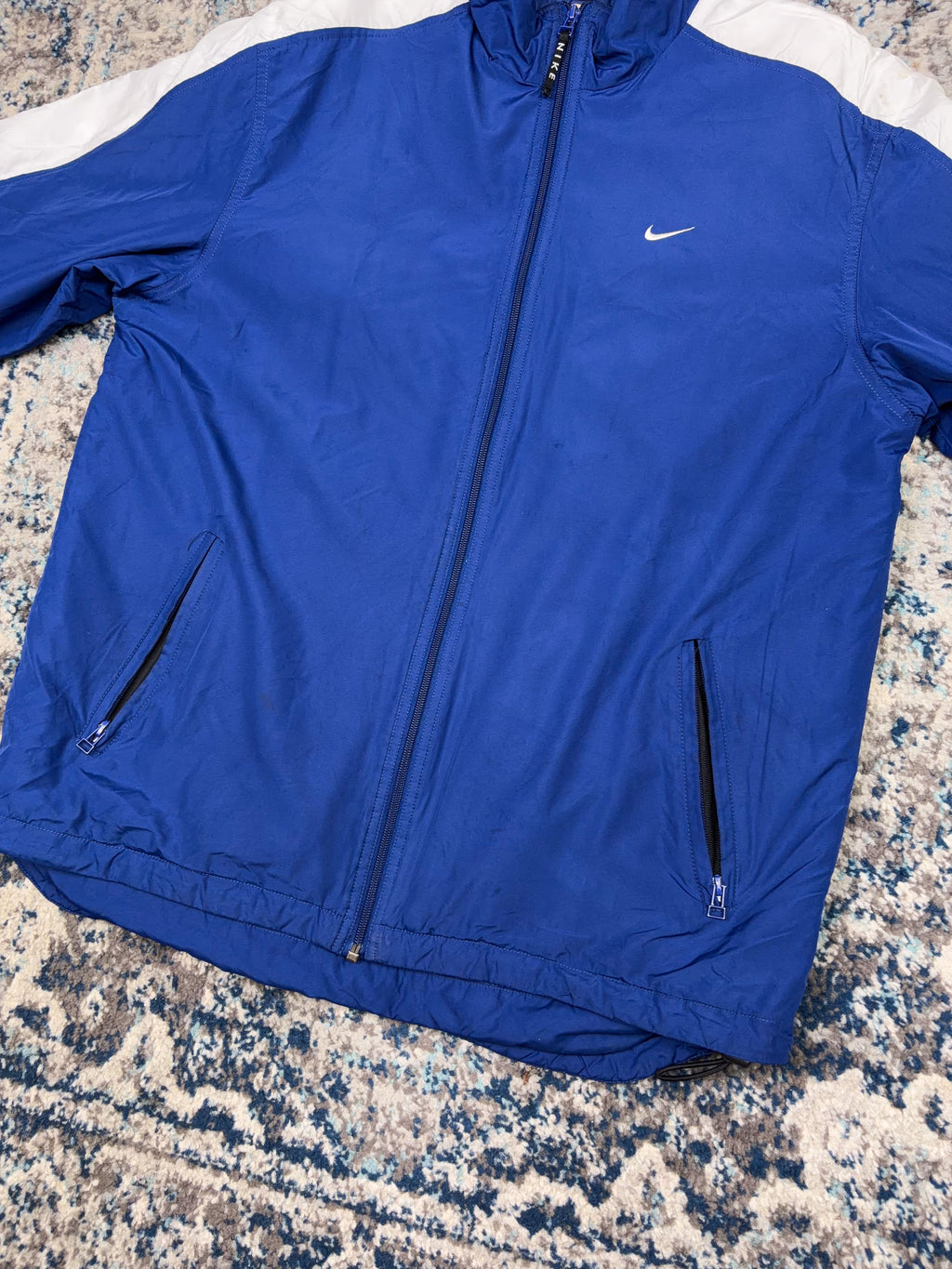 Vintage 90s Nike Quilted Lined Embroidered Mini Swoosh Full Zip Jacket Size Medium