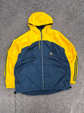 Vintage 90s Adidas Insulated Embroidered Logo Two Tone Hooded Jacket Size Large