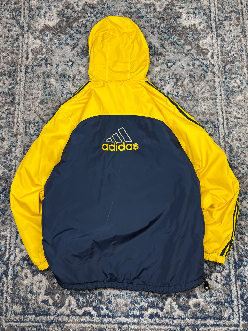 Vintage 90s Adidas Insulated Embroidered Logo Two Tone Hooded Jacket Size Large