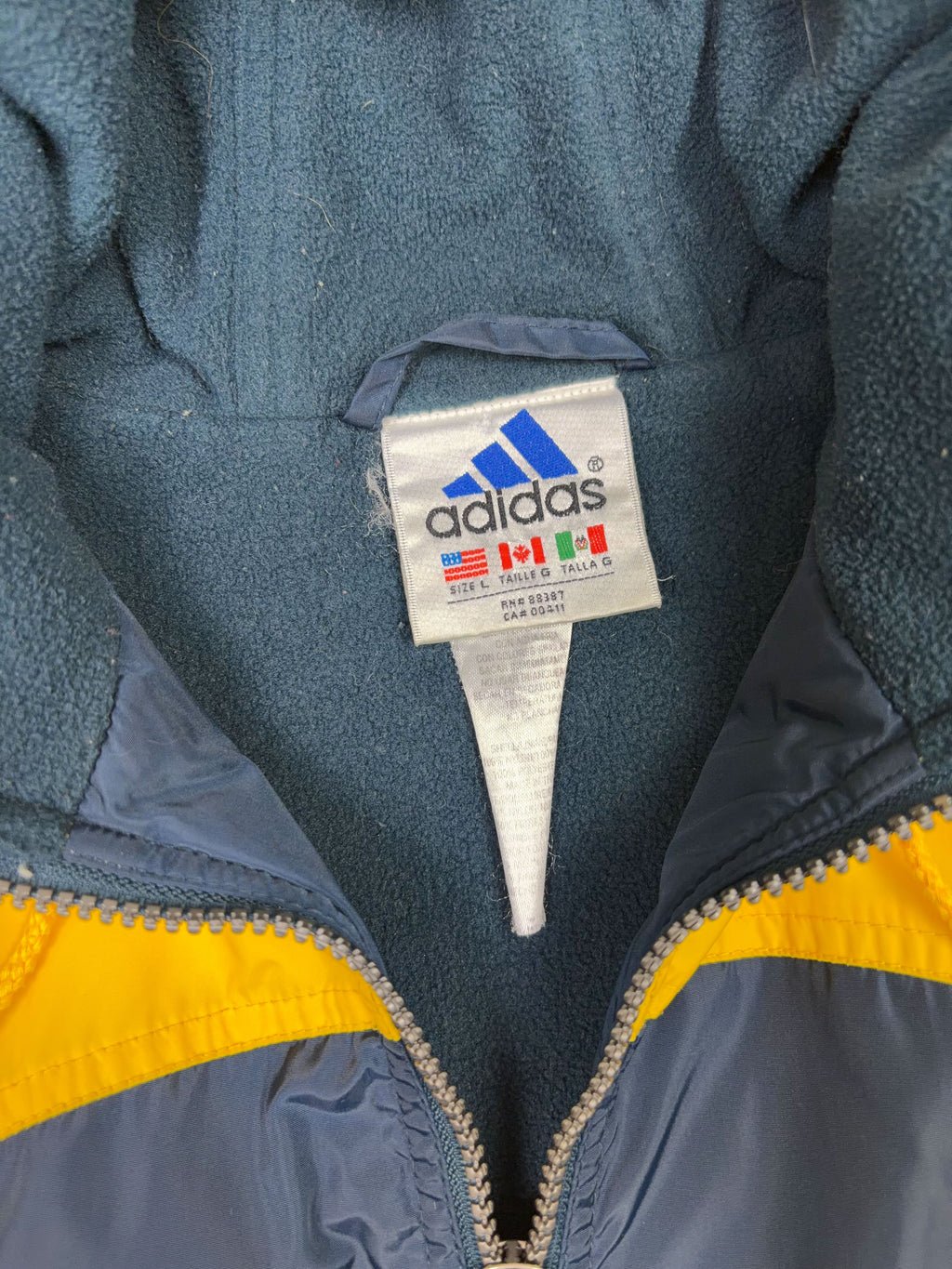 Vintage 90s Adidas Insulated Embroidered Logo Two Tone Hooded Jacket Size Large
