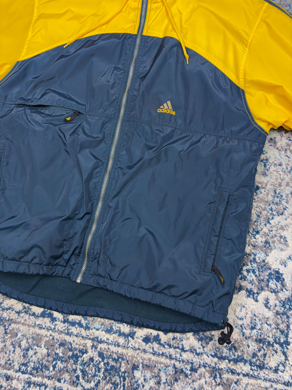 Vintage 90s Adidas Insulated Embroidered Logo Two Tone Hooded Jacket Size Large
