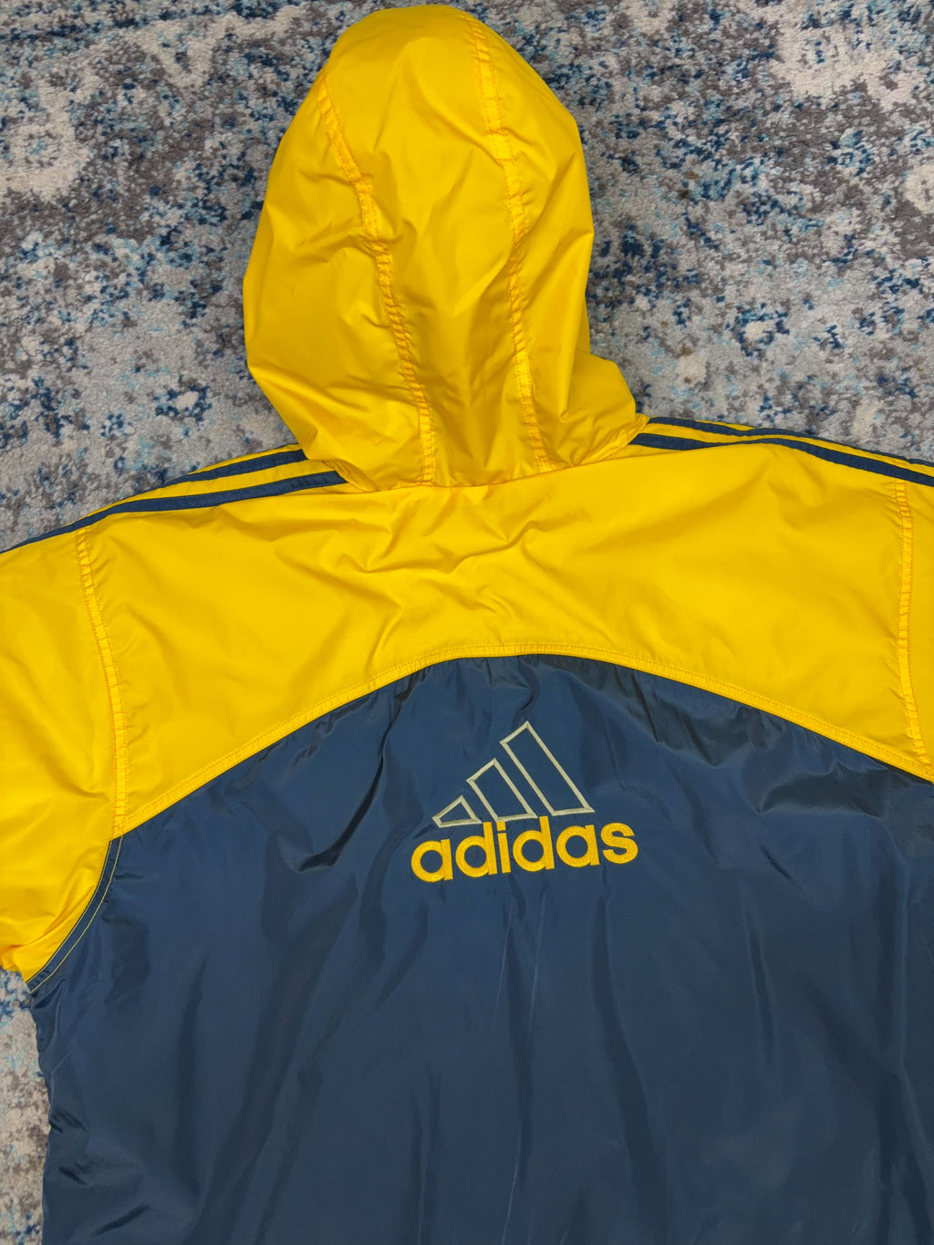 Vintage 90s Adidas Insulated Embroidered Logo Two Tone Hooded Jacket Size Large