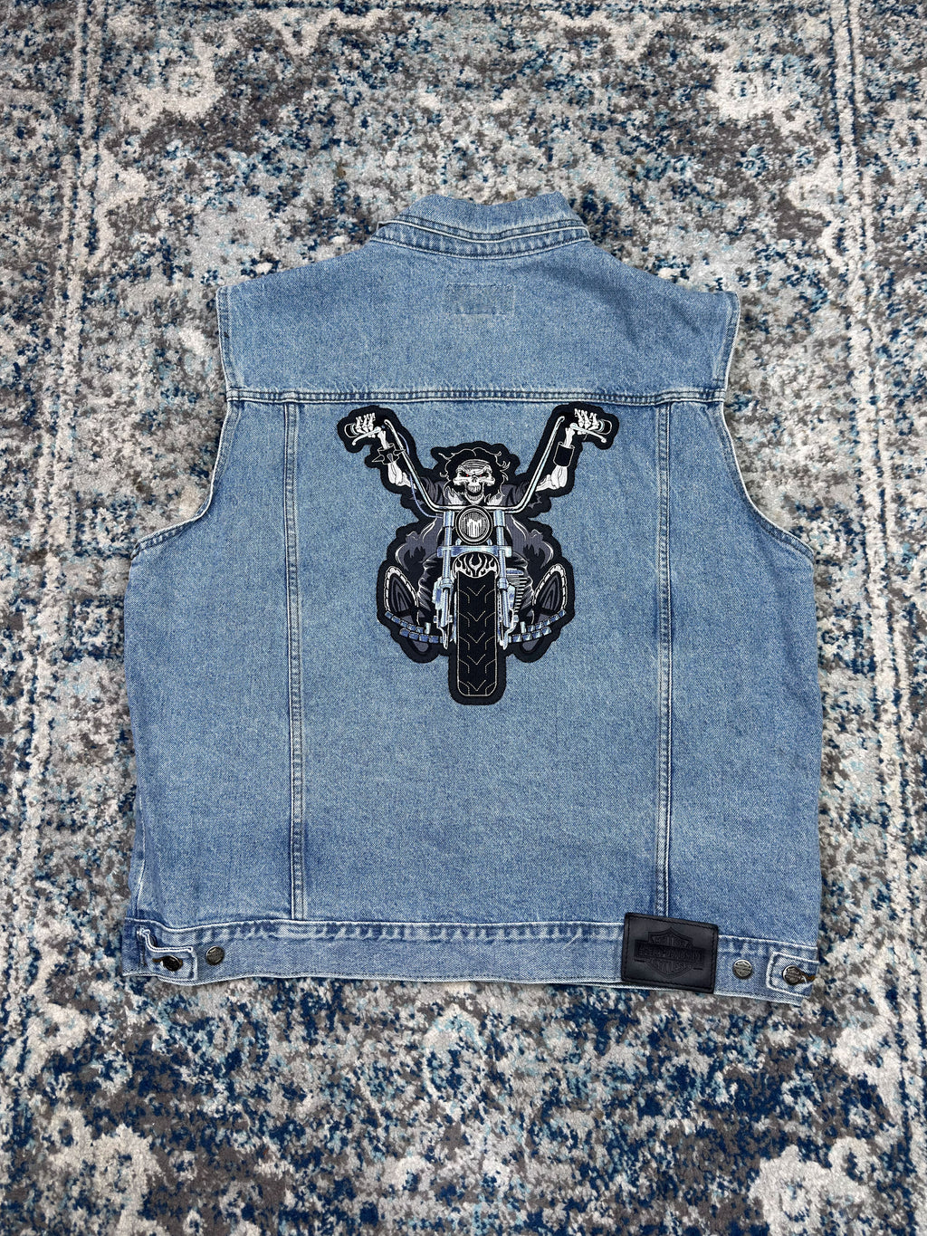 Vintage Harley Davidson Light Wash Denim Trucker Vest Jacket Size 2XL