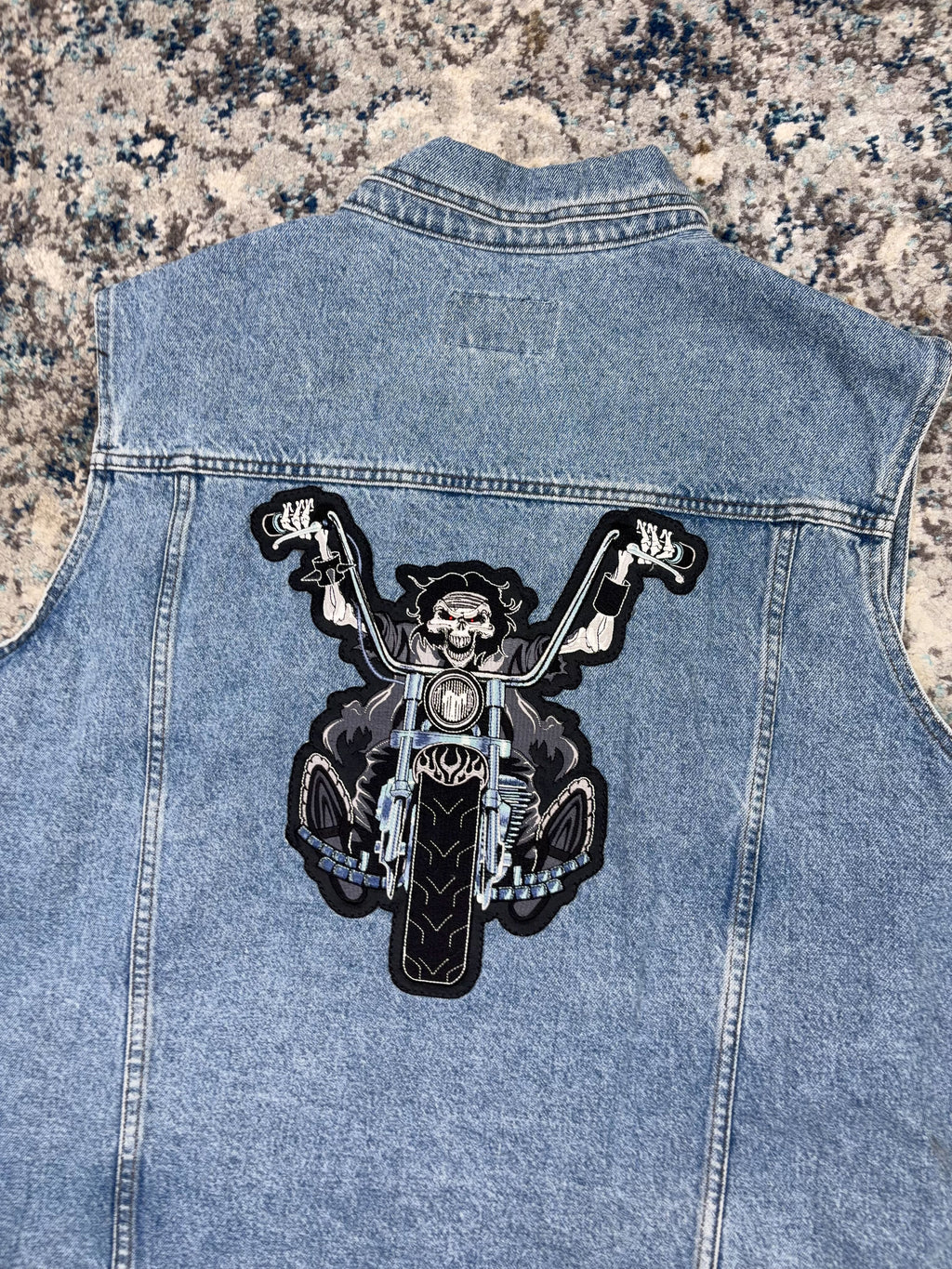 Vintage Harley Davidson Light Wash Denim Trucker Vest Jacket Size 2XL
