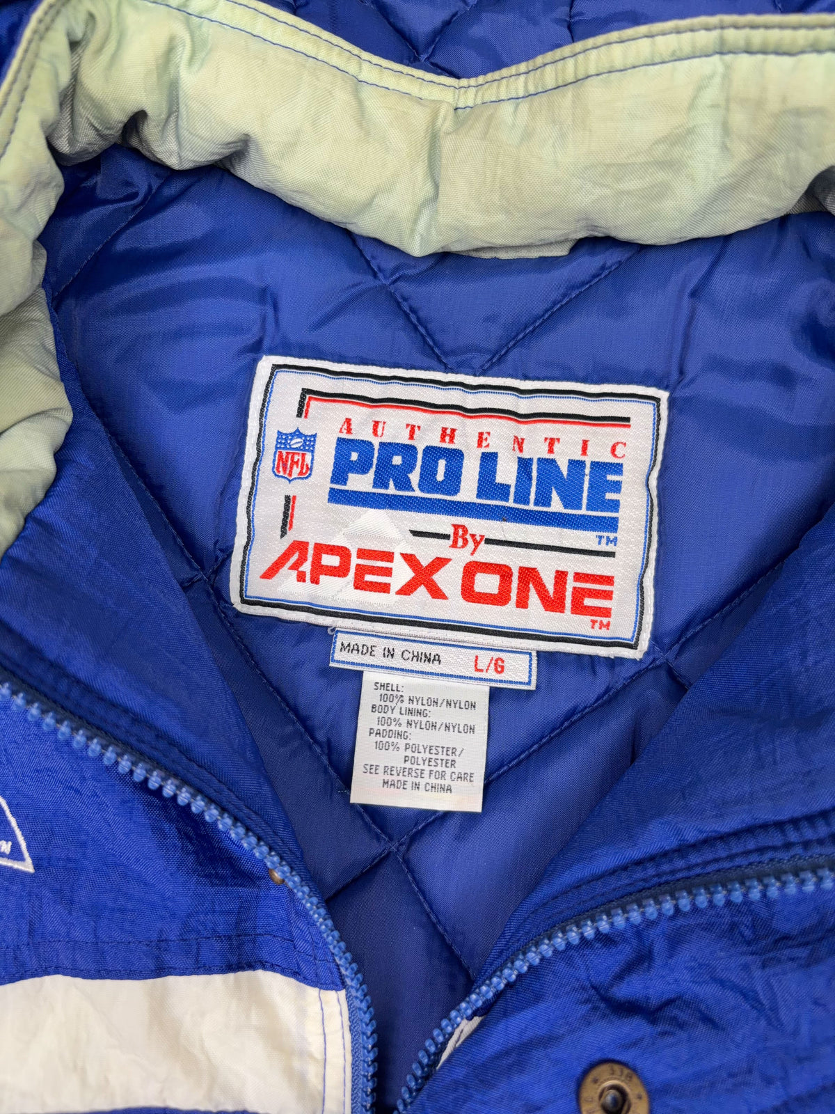 Vintage Dallas Cowboys NFL Hooded 1/2 Zip Hooded Bomber Jacket Size Large