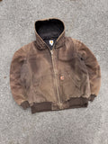 Vintage Carhartt Insulated Canvas Workwear Hooded Bomber Active Jacket Size LT