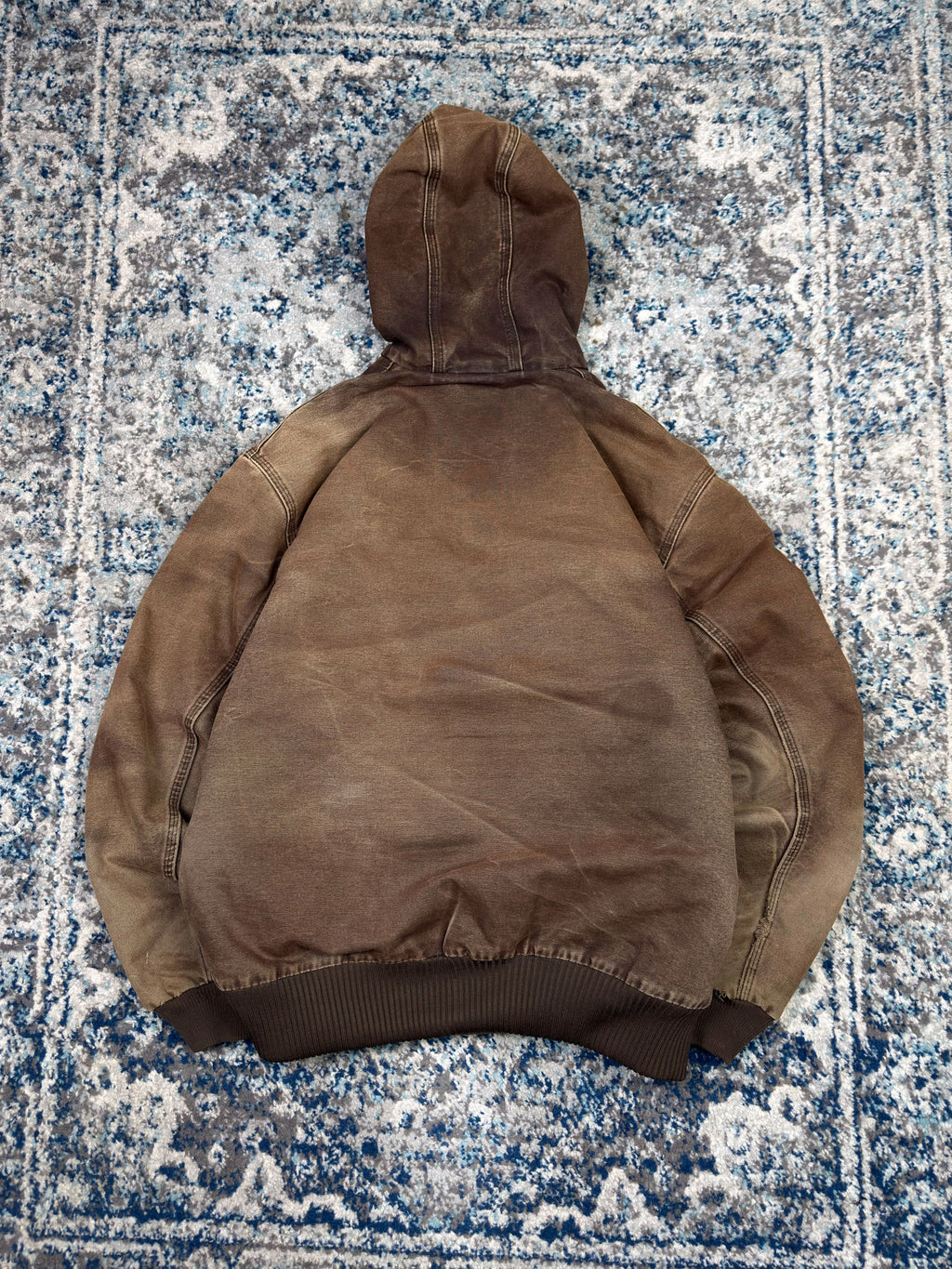 Vintage Carhartt Insulated Canvas Workwear Hooded Bomber Active Jacket Size LT
