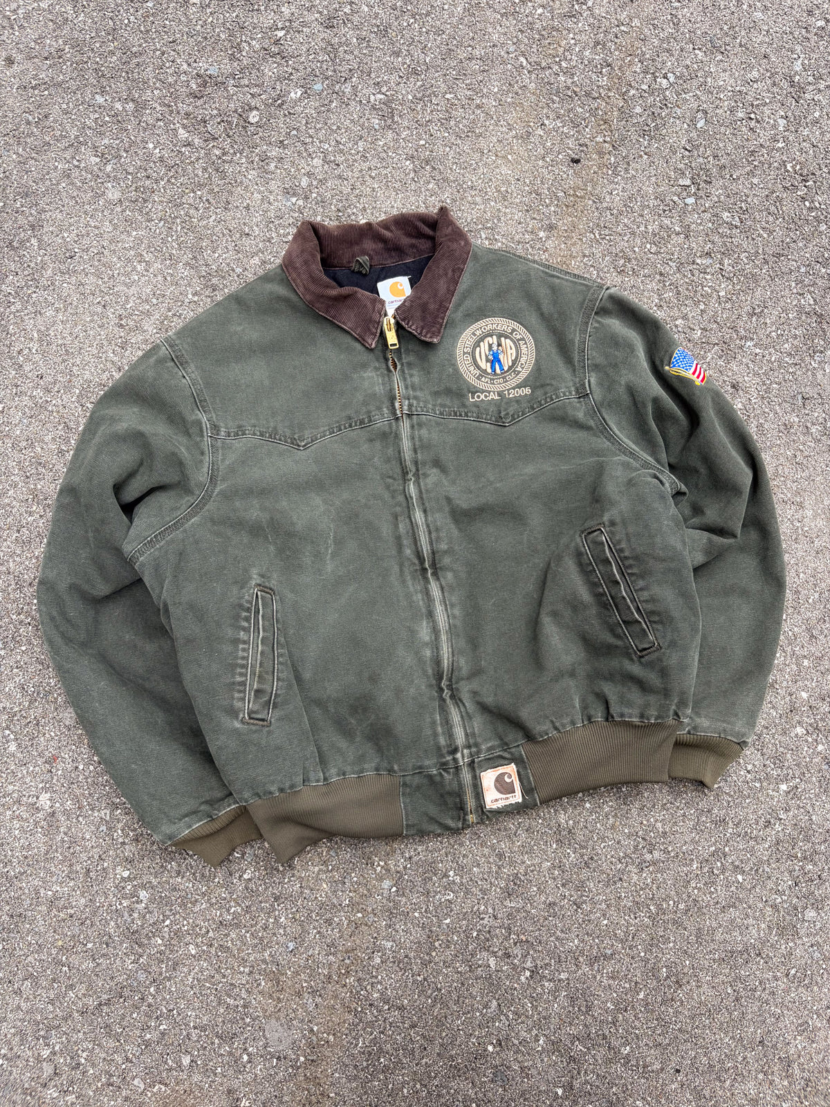 Vintage Carhartt Canvas Workwear Insulated Santa Fe Bomber Jacket J14MOS Size XL