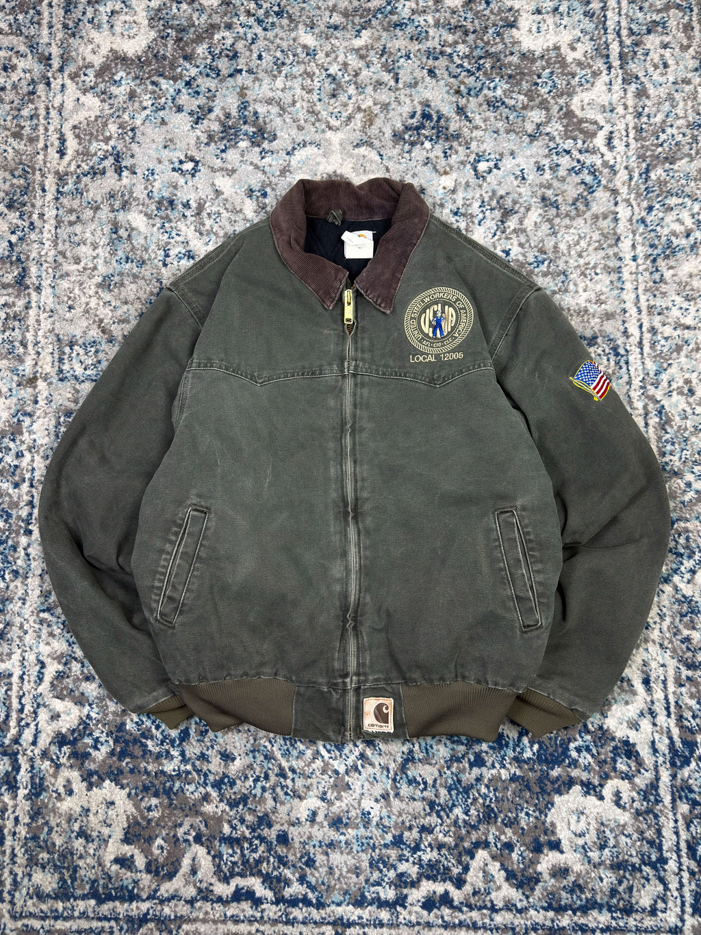 Vintage Carhartt Canvas Workwear Insulated Santa Fe Bomber Jacket J14MOS Size XL