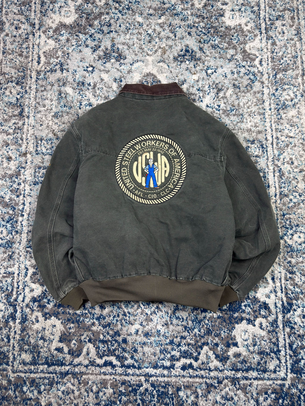 Vintage Carhartt Canvas Workwear Insulated Santa Fe Bomber Jacket J14MOS Size XL