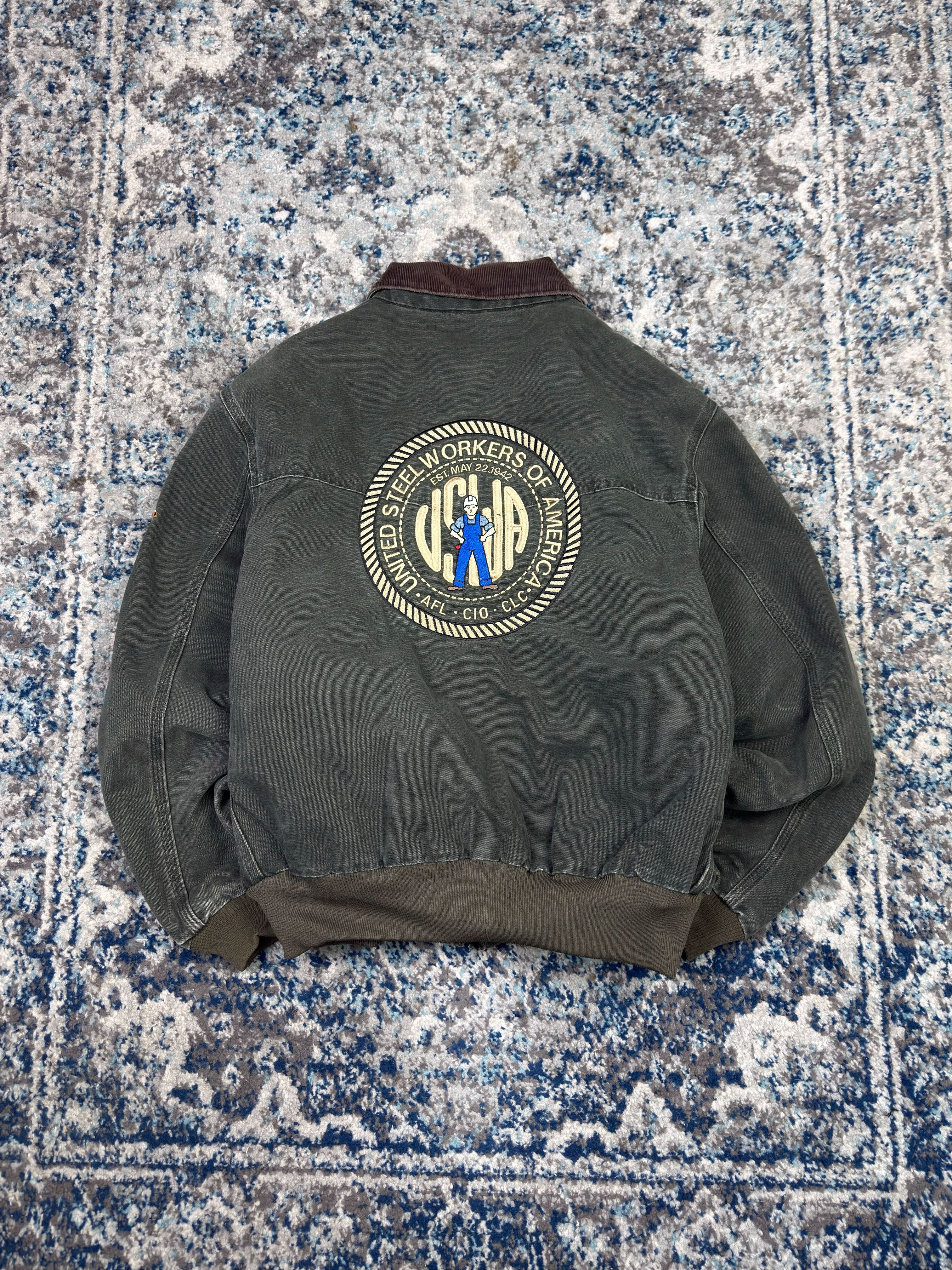 Vintage Carhartt Canvas Workwear Insulated Santa Fe Bomber Jacket J14MOS Size XL