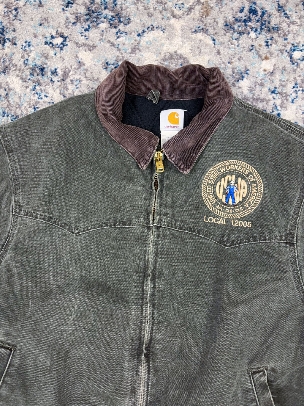 Vintage Carhartt Canvas Workwear Insulated Santa Fe Bomber Jacket J14MOS Size XL