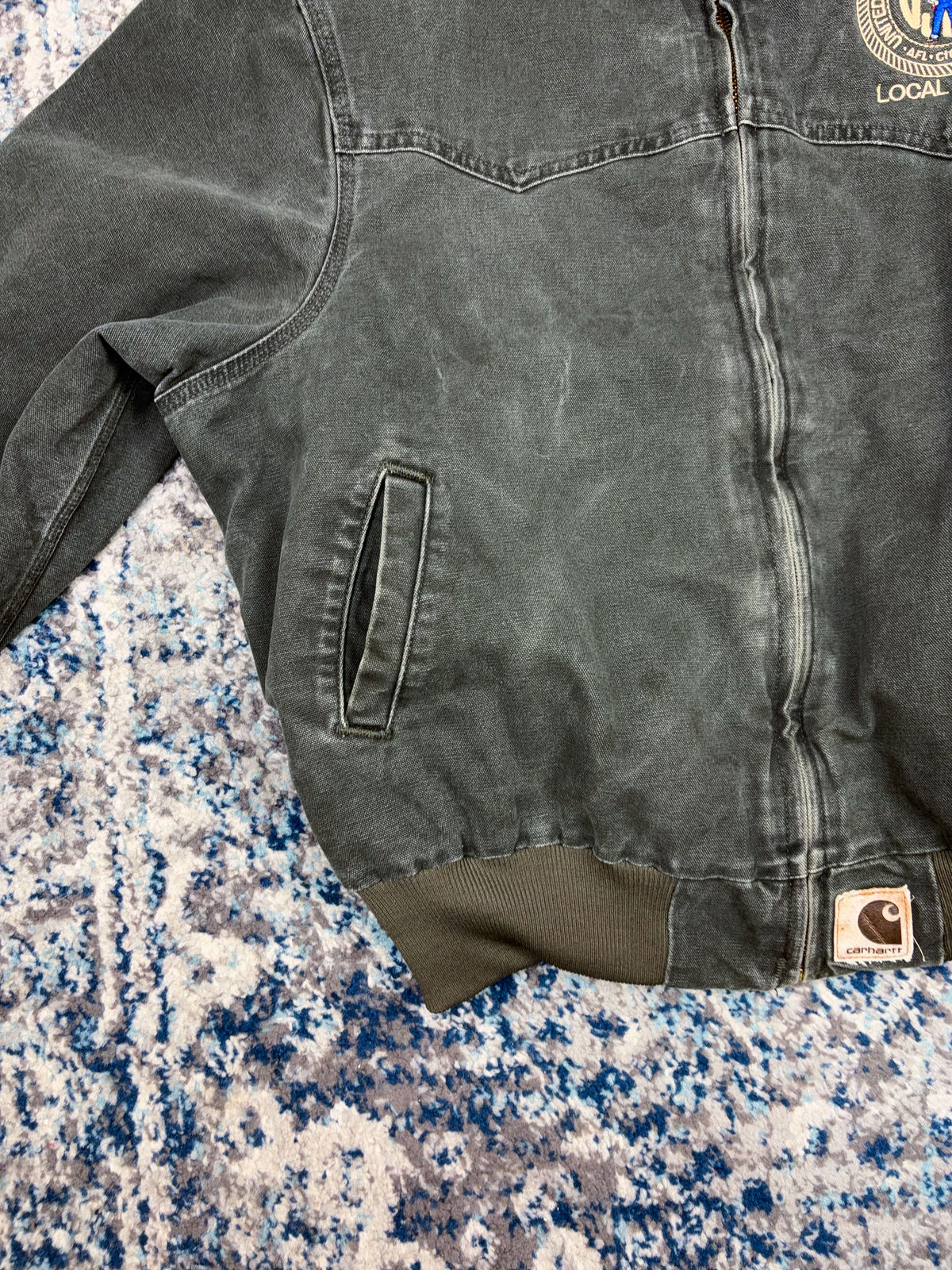 Vintage Carhartt Canvas Workwear Insulated Santa Fe Bomber Jacket J14MOS Size XL