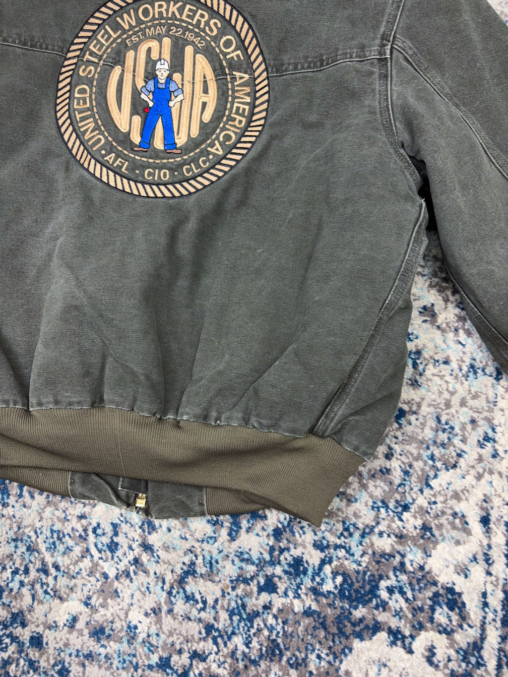 Vintage Carhartt Canvas Workwear Insulated Santa Fe Bomber Jacket J14MOS Size XL