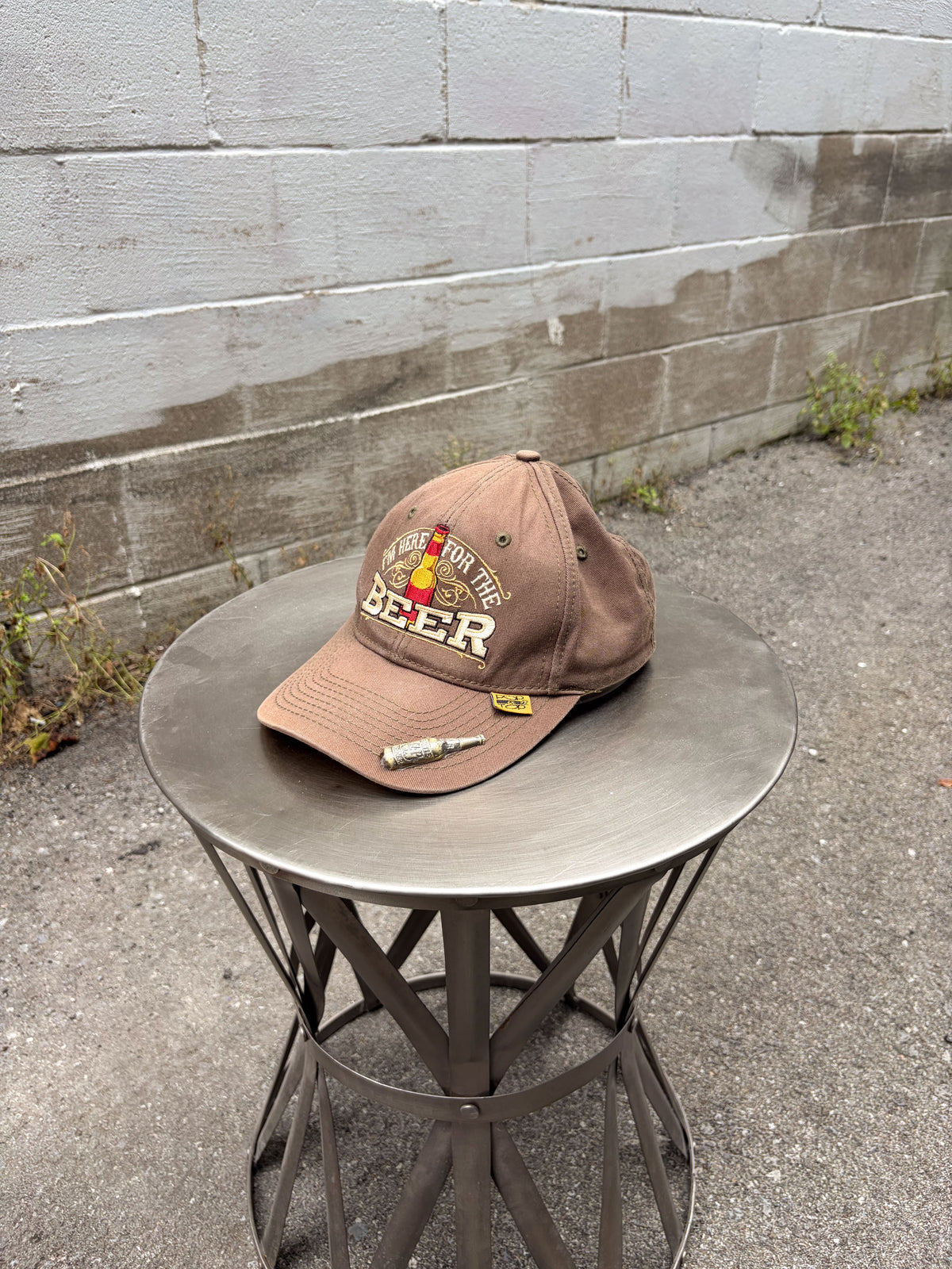 Im Here For The Beer Embroidered Spellout Bottle Opener Strapback Hat OSFA