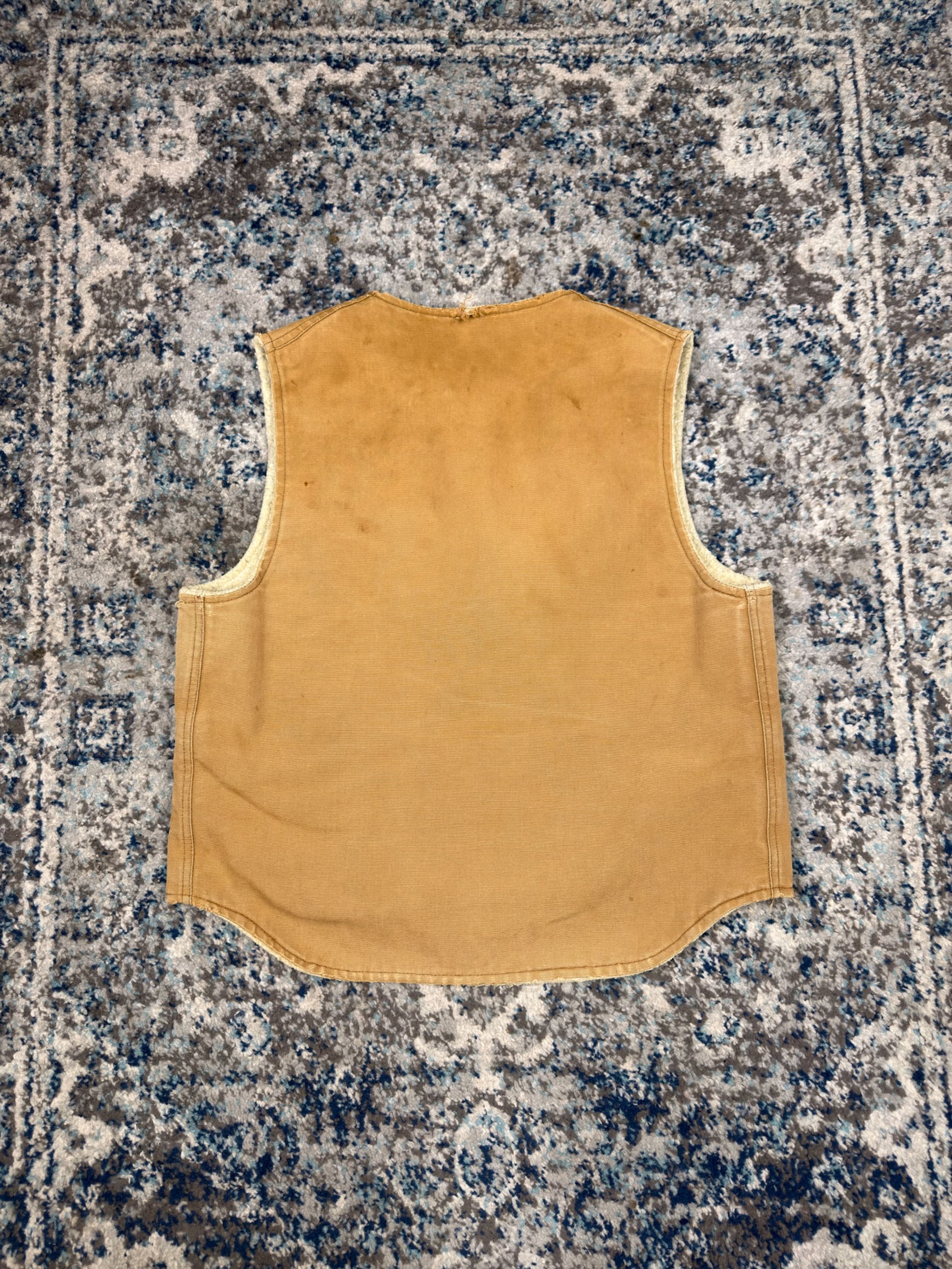 Vintage 80s/90s Carhartt Sherpa Lined Canvas Workwear Vest Jacket Size Medium