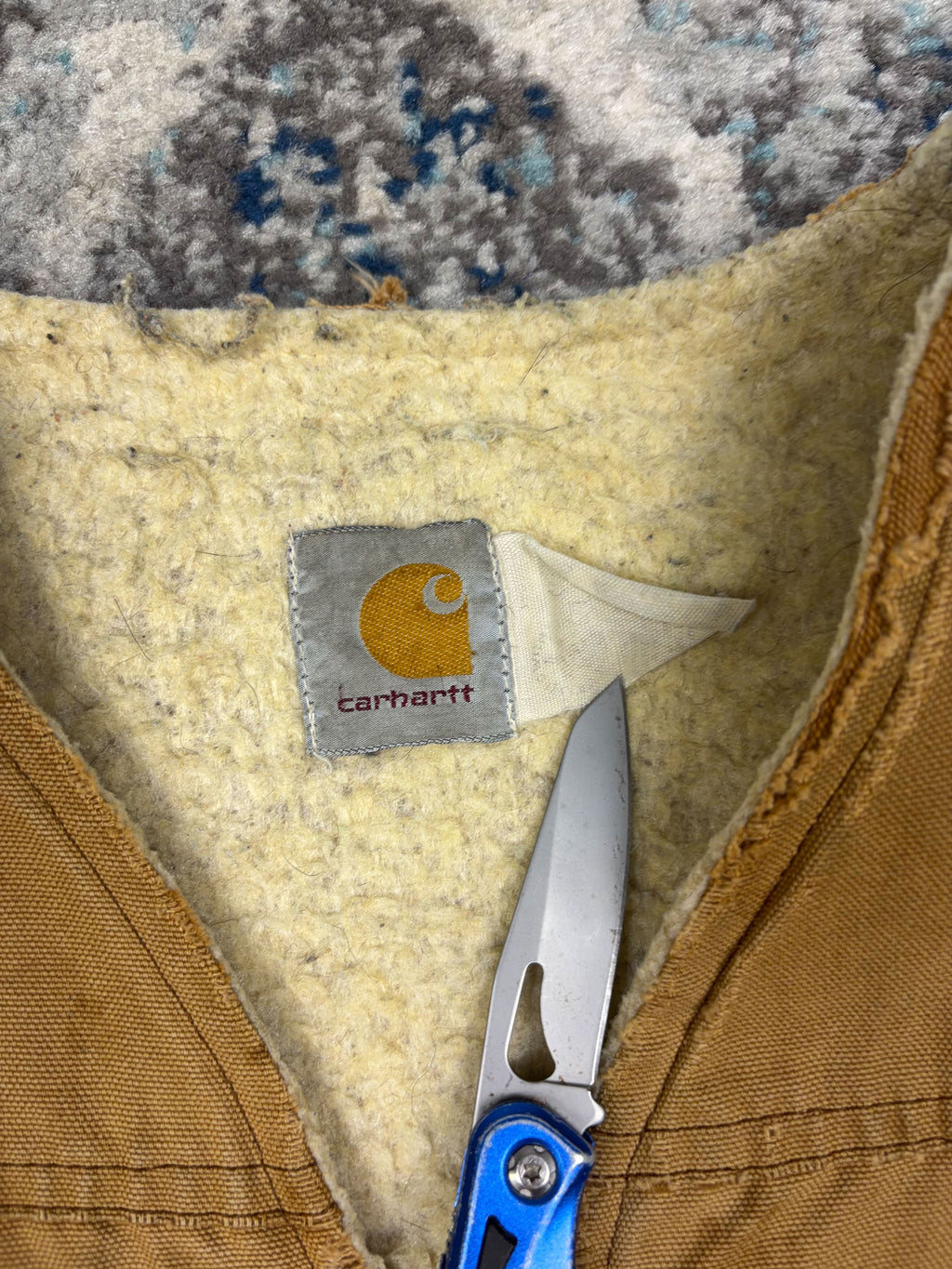Vintage 80s/90s Carhartt Sherpa Lined Canvas Workwear Vest Jacket Size Medium