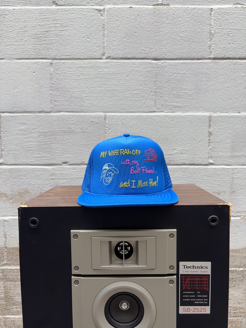 Vintage My Wife Ran Off With My Best Friend... And I Miss Him Trucker Snapback Hat OSFA