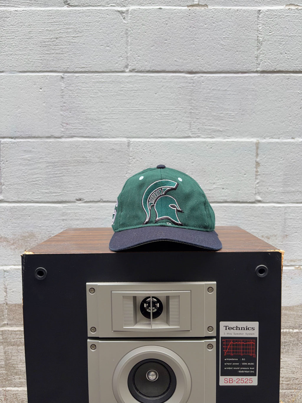 Vintage 90s Michigan State Spartans NCAA Embroidered Mascot Fitted Hat Size 7 1/8