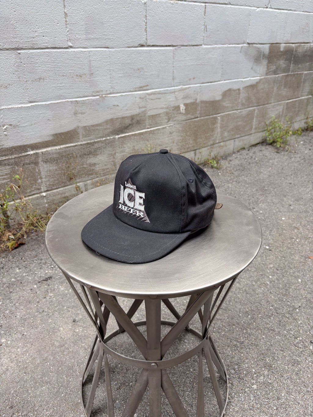 Vintage 90s Labatt ICE Embroidered Logo Beer Promo Strapback Hat OSFA