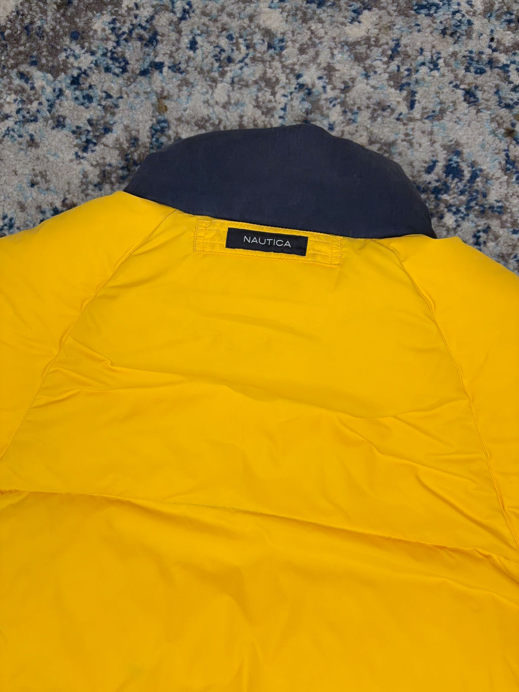 Vintage Nautica NS-83 Embroidered Sleeve Spellout Reversible Puffer Jacket Size XL