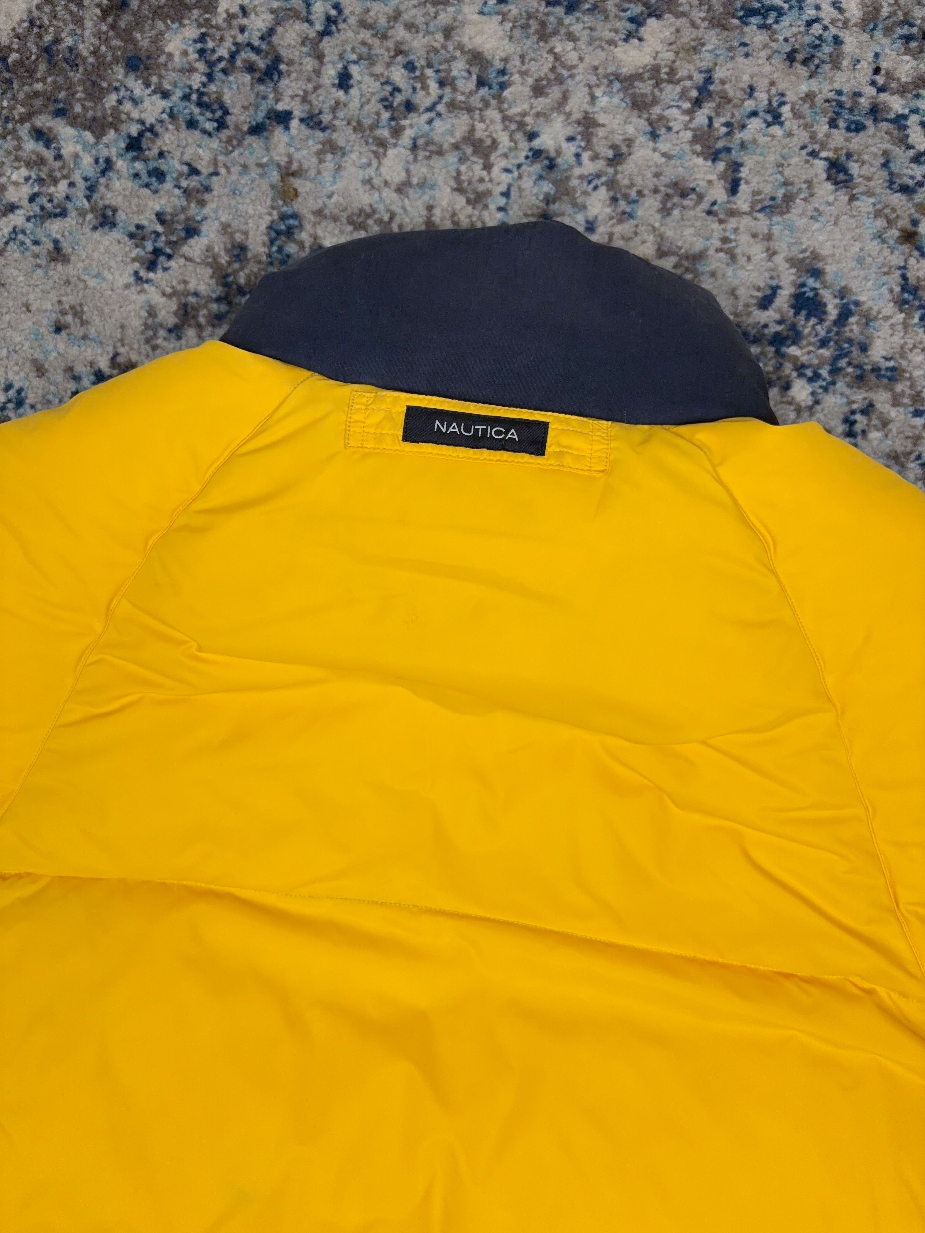 Vintage Nautica NS-83 Embroidered Sleeve Spellout Reversible Puffer Jacket Size XL