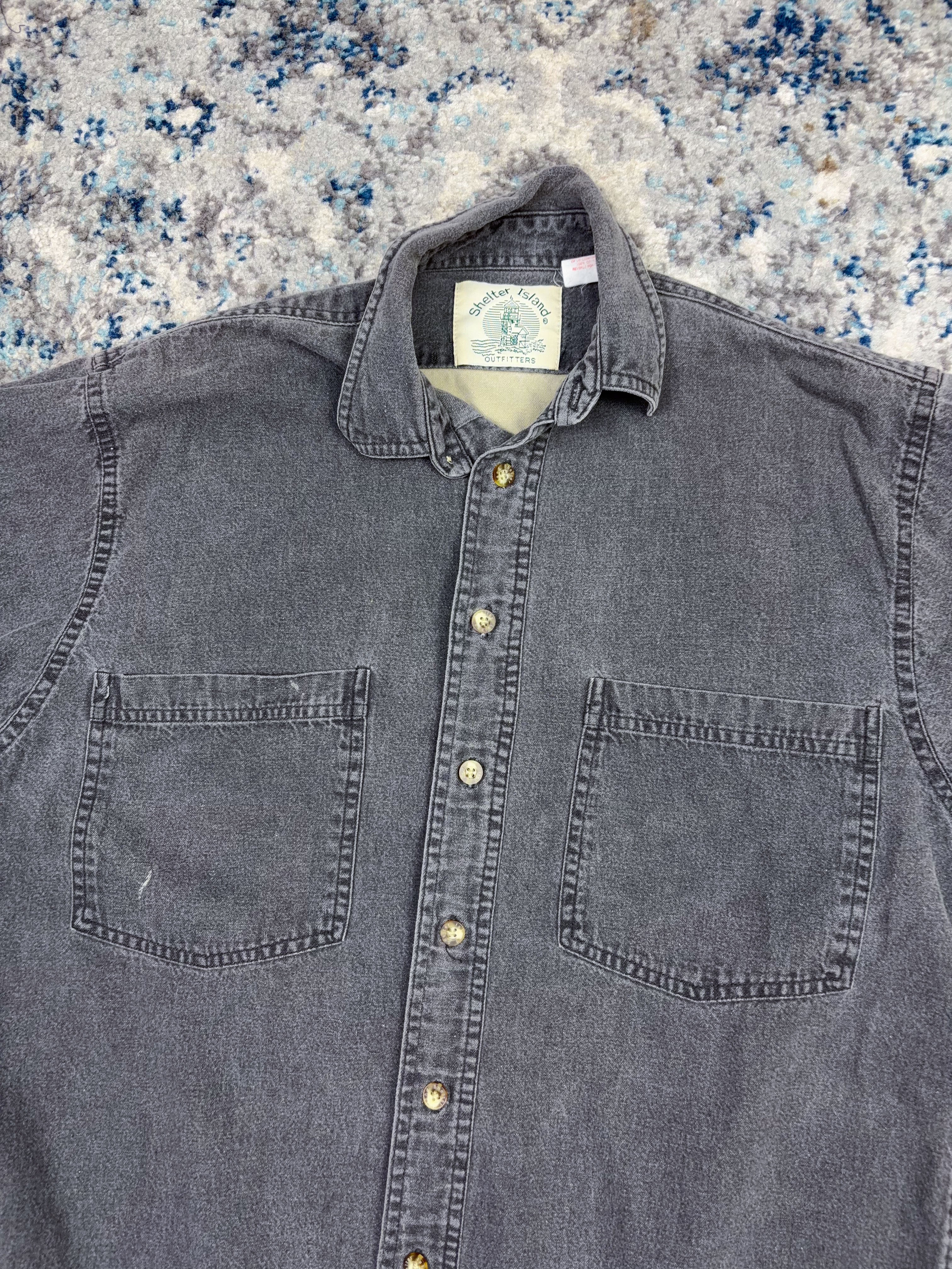 Vintage 1998 Shelter Island Penzoil 20th Anniversary Graphic Button Up Shirt Size Small