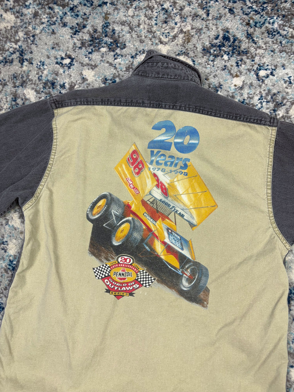 Vintage 1998 Shelter Island Penzoil 20th Anniversary Graphic Button Up Shirt Size Small