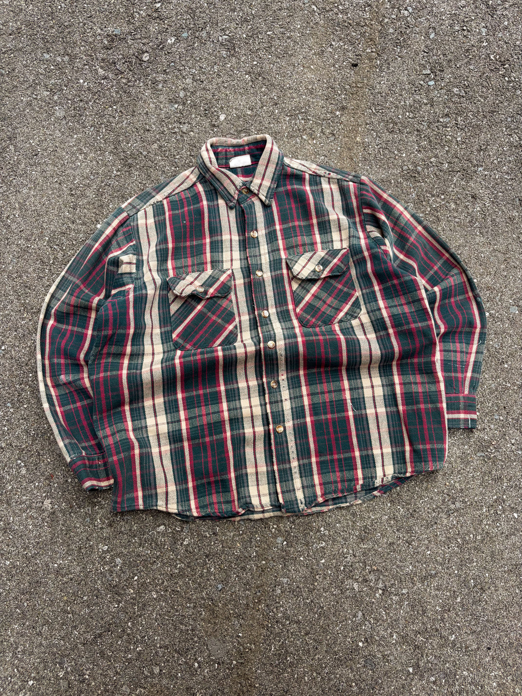 Vintage 80s/90s Five Brother Plaid Long Sleeve Double Pocket Button Up Shirt Size Large