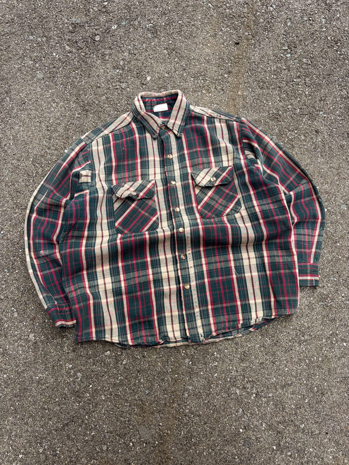 Vintage 80s/90s Five Brother Plaid Long Sleeve Double Pocket Button Up Shirt Size Large