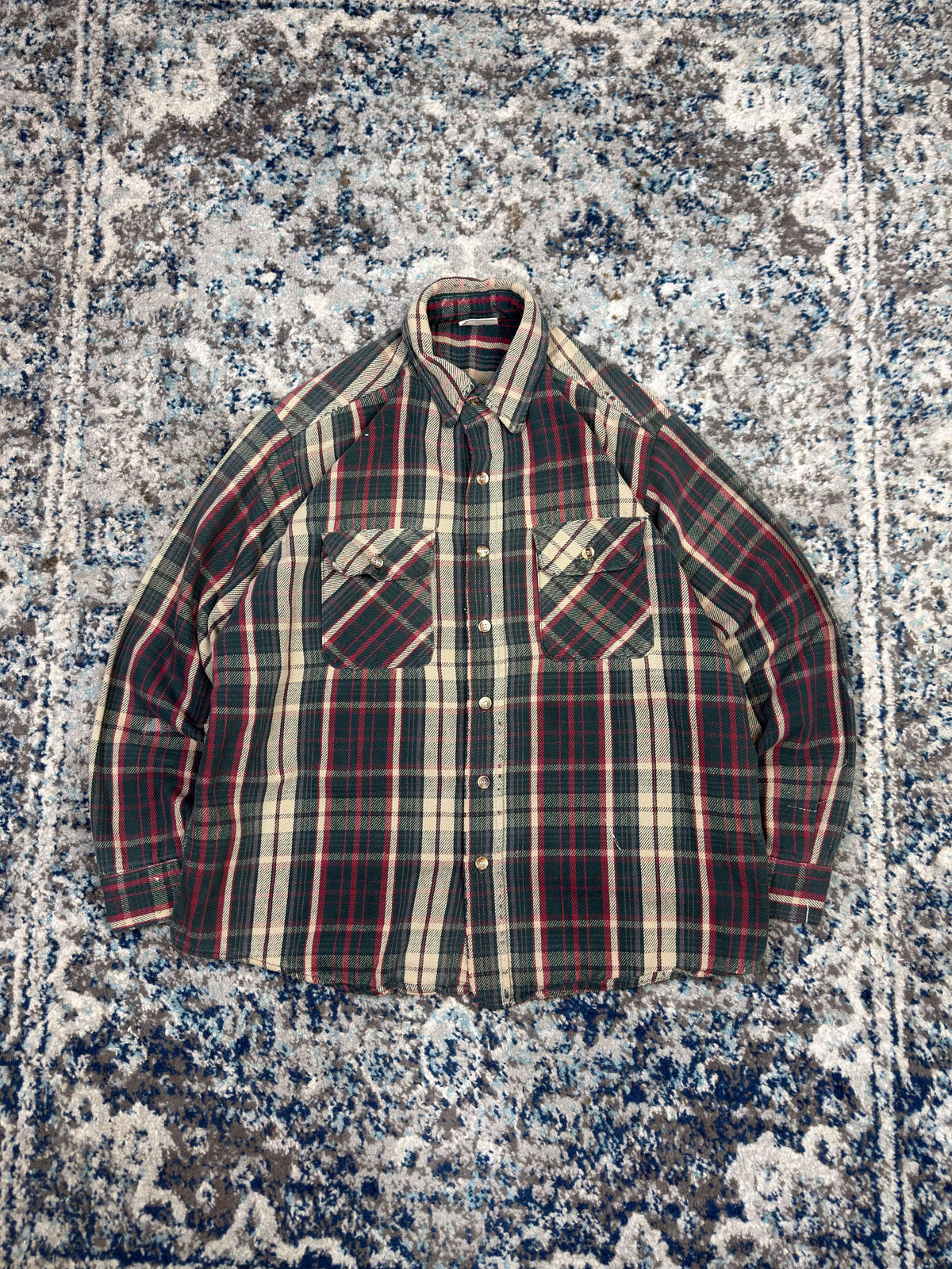 Vintage 80s/90s Five Brother Plaid Long Sleeve Double Pocket Button Up Shirt Size Large
