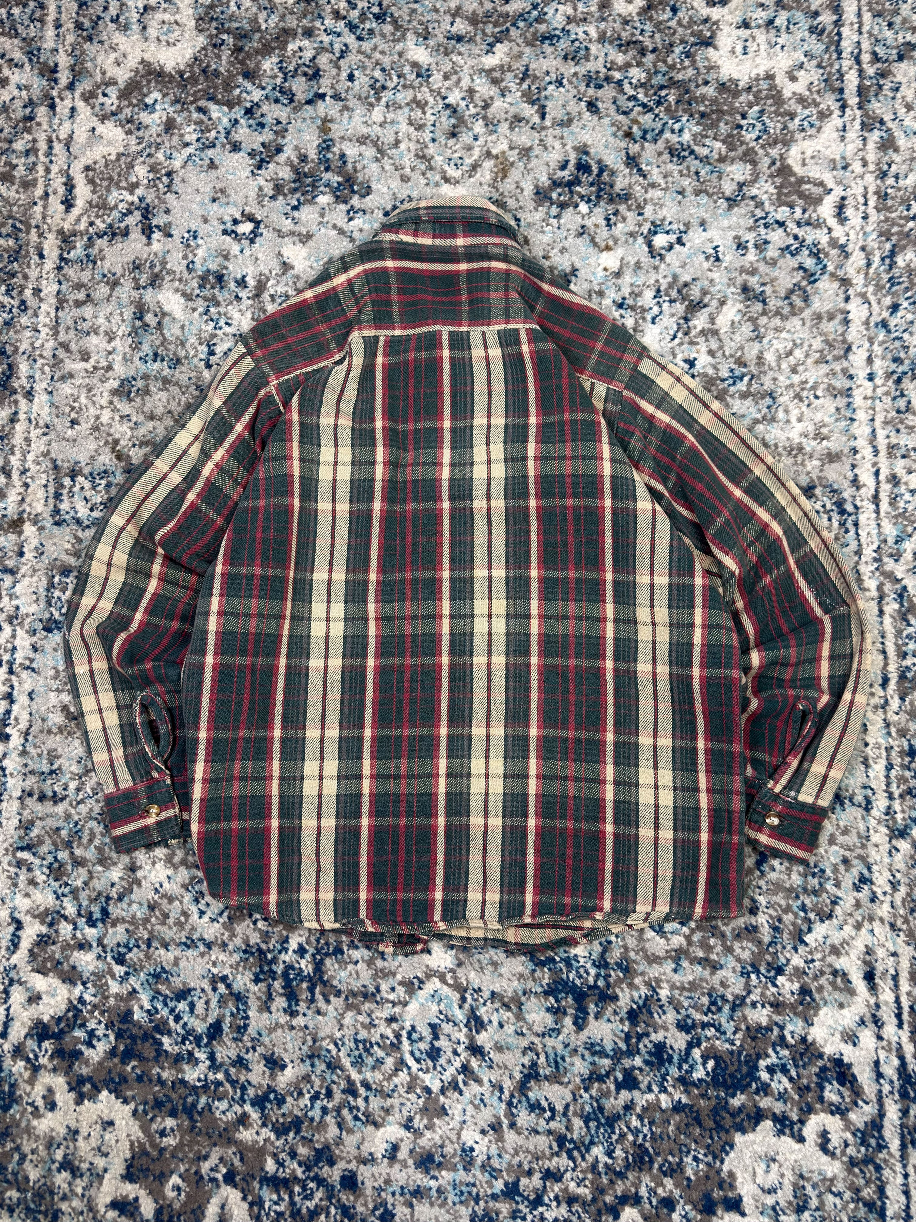 Vintage 80s/90s Five Brother Plaid Long Sleeve Double Pocket Button Up Shirt Size Large