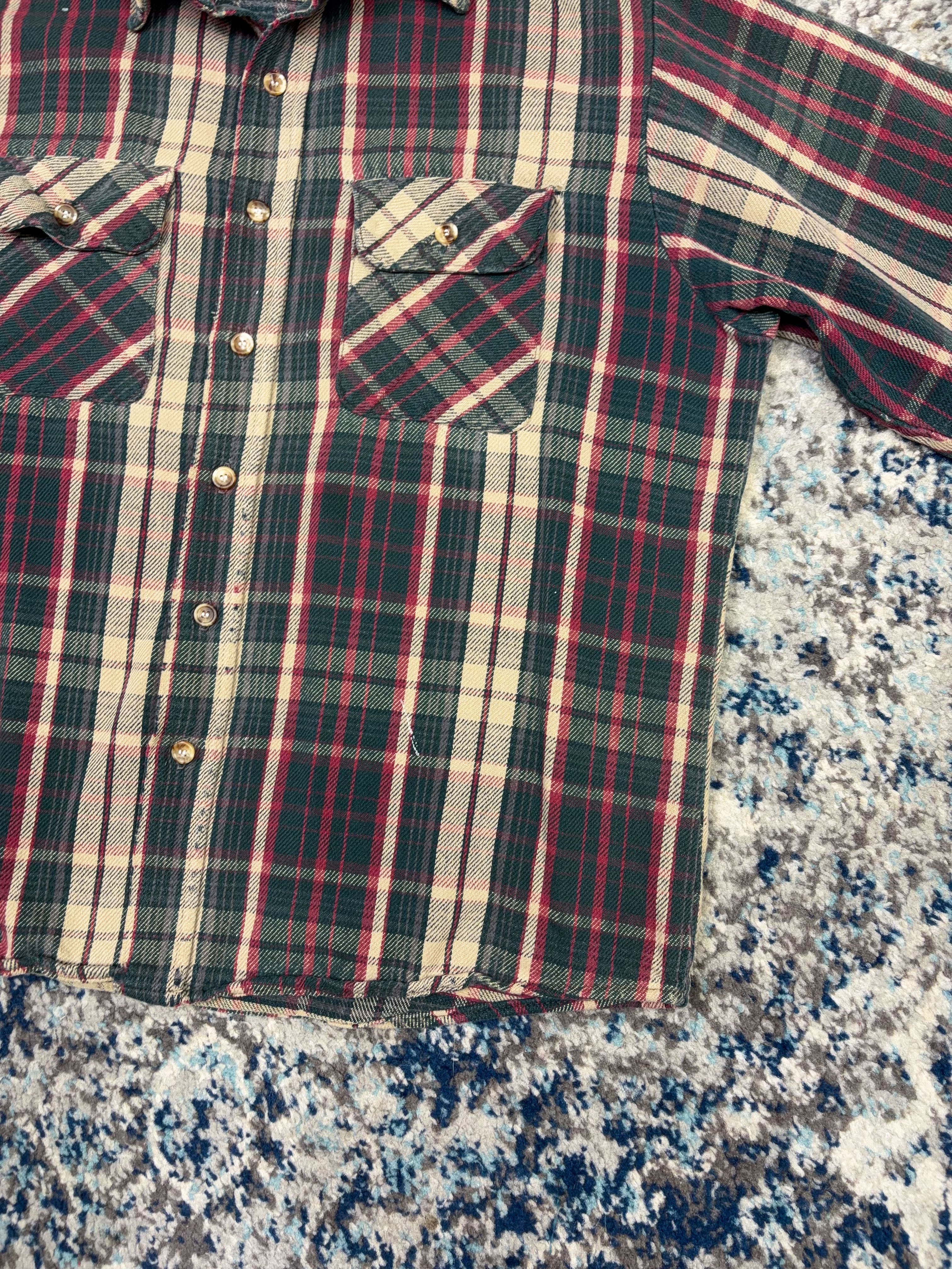 Vintage 80s/90s Five Brother Plaid Long Sleeve Double Pocket Button Up Shirt Size Large