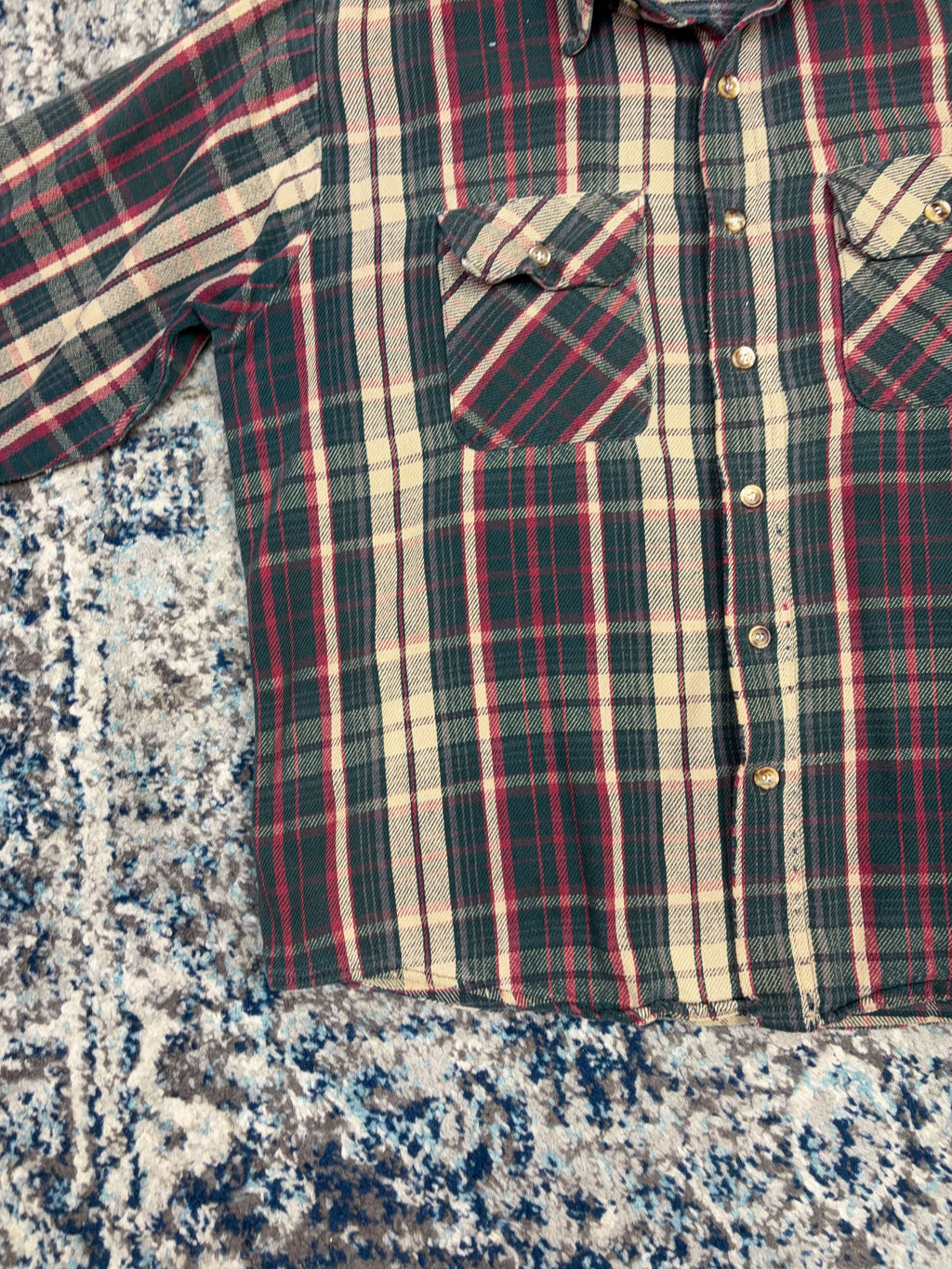 Vintage 80s/90s Five Brother Plaid Long Sleeve Double Pocket Button Up Shirt Size Large