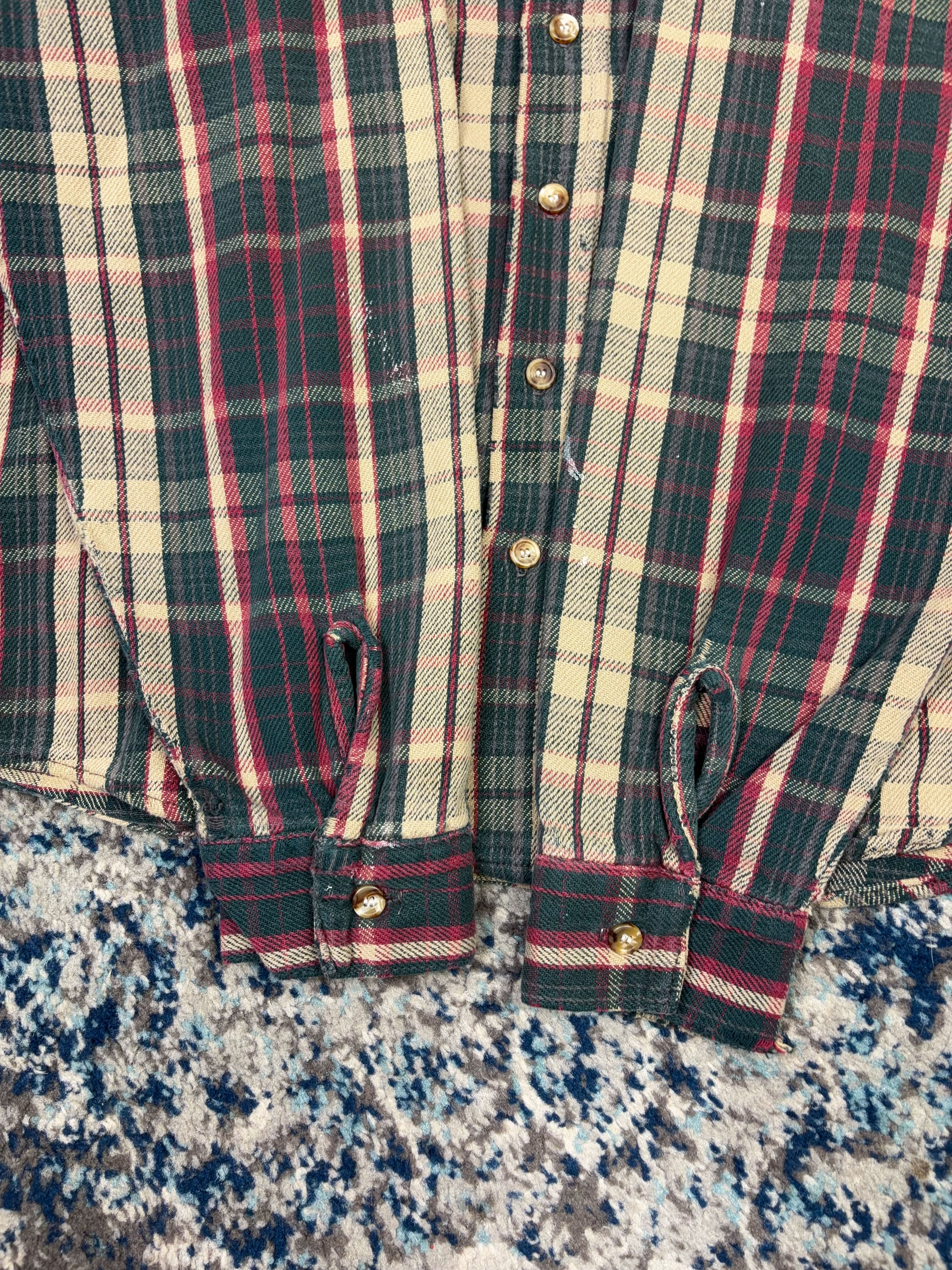 Vintage 80s/90s Five Brother Plaid Long Sleeve Double Pocket Button Up Shirt Size Large