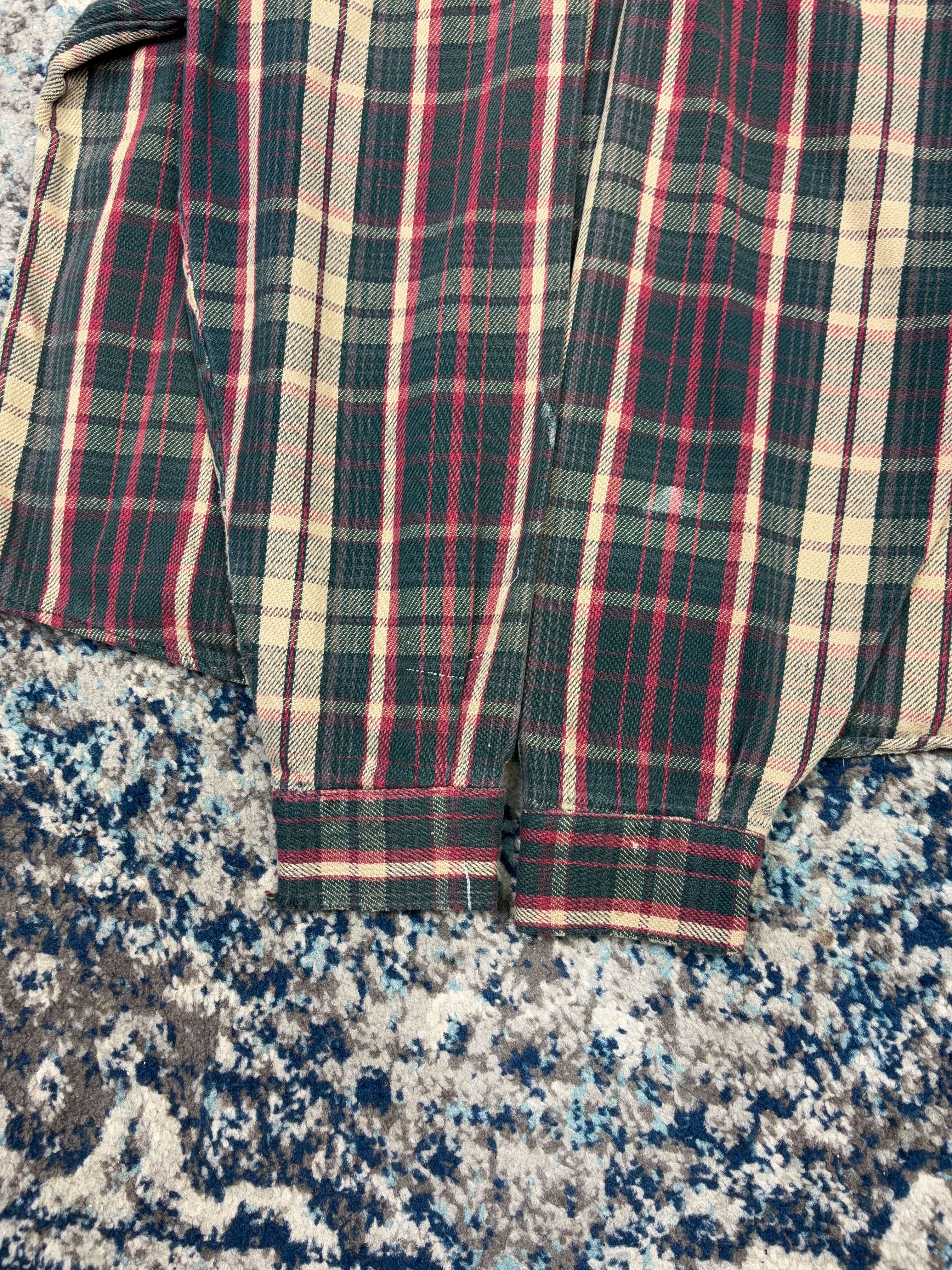 Vintage 80s/90s Five Brother Plaid Long Sleeve Double Pocket Button Up Shirt Size Large